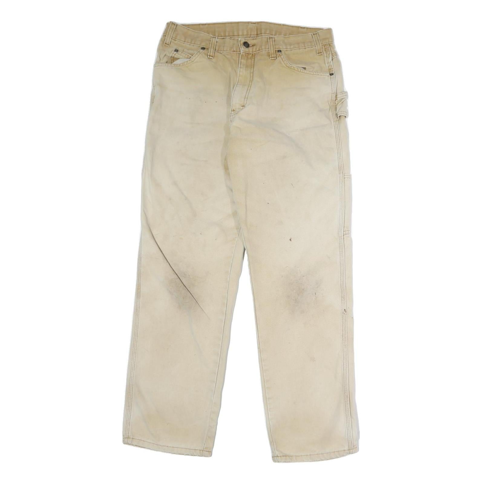 DICKIES Mens Cotton Beige Regular Straight Trousers W28 L30 Workwear Utility Zip Refurbished - N/A refurbished available on Cerqular