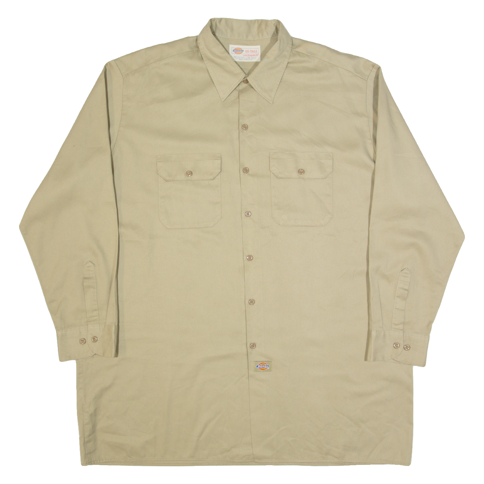 DICKIES Tall Mens Worker Shirt Beige Long Sleeve 2XL Refurbished - N/A refurbished available on Cerqular
