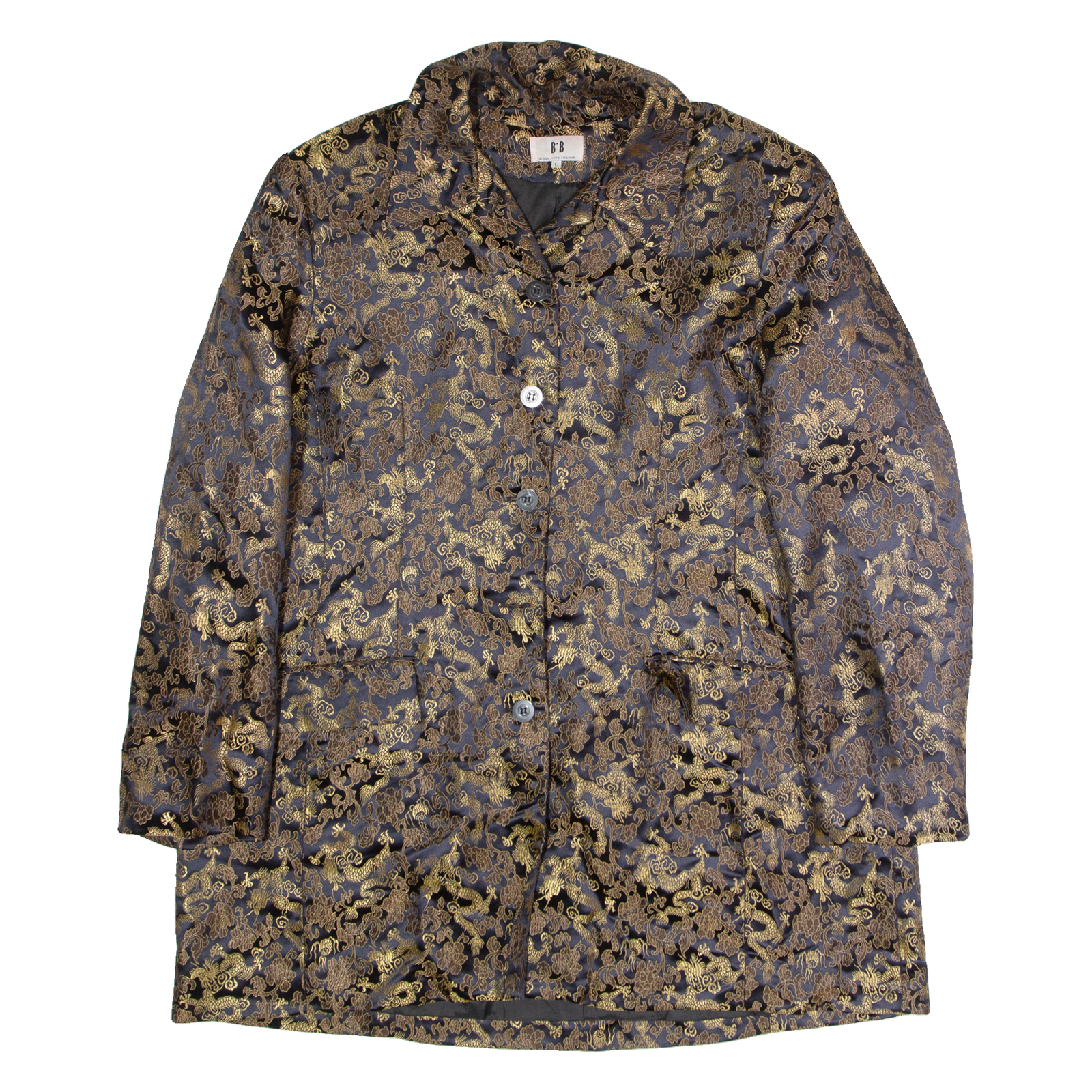 B.B Dragon Pattern Womens Trench Coat Gold 90s Crazy Pattern L Refurbished - N/A refurbished available on Cerqular