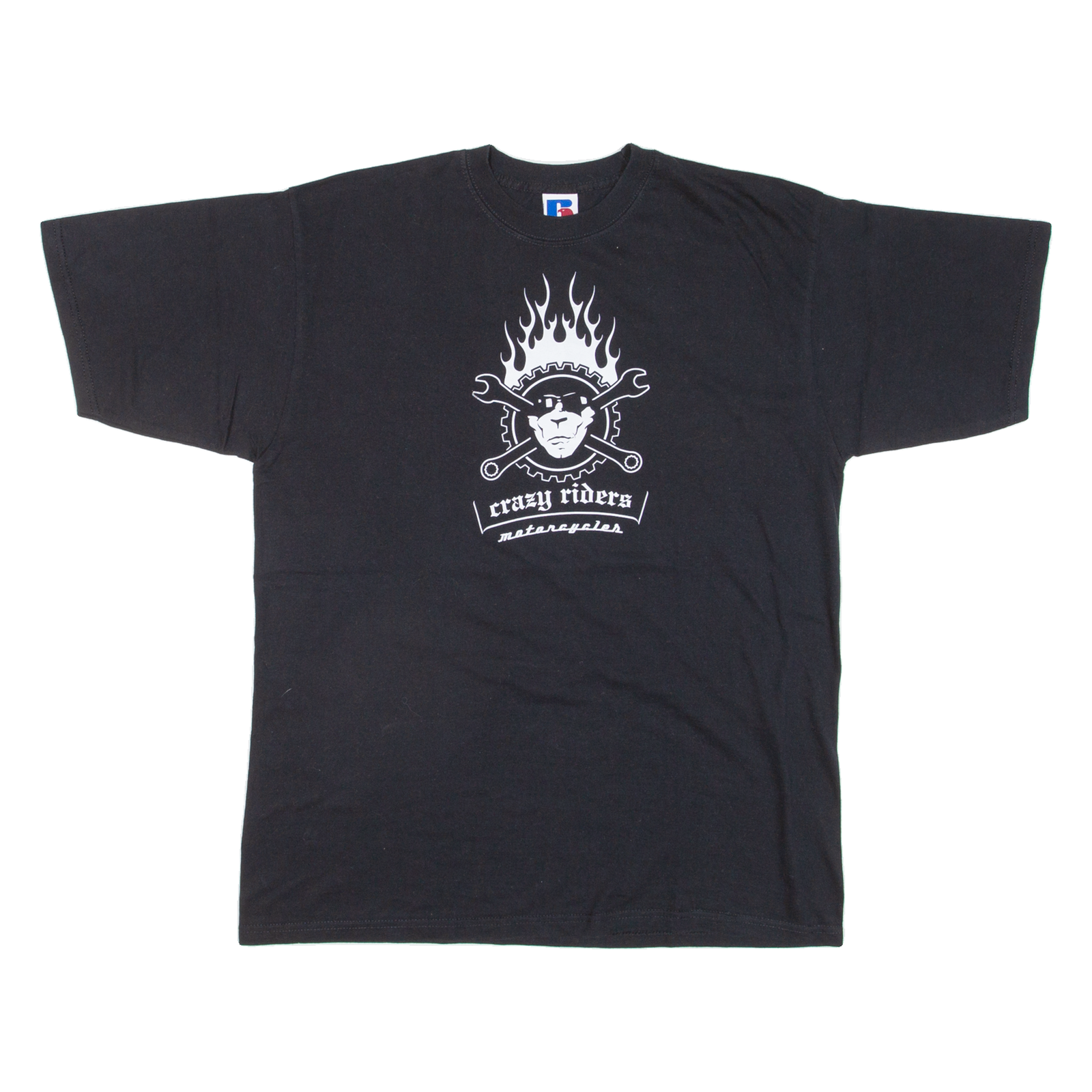 RUSSELL ATHLETIC Crazy Riders Motorcycles Mens Biker T-Shirt Black Crew Neck M Refurbished - N/A refurbished available on Cerqular