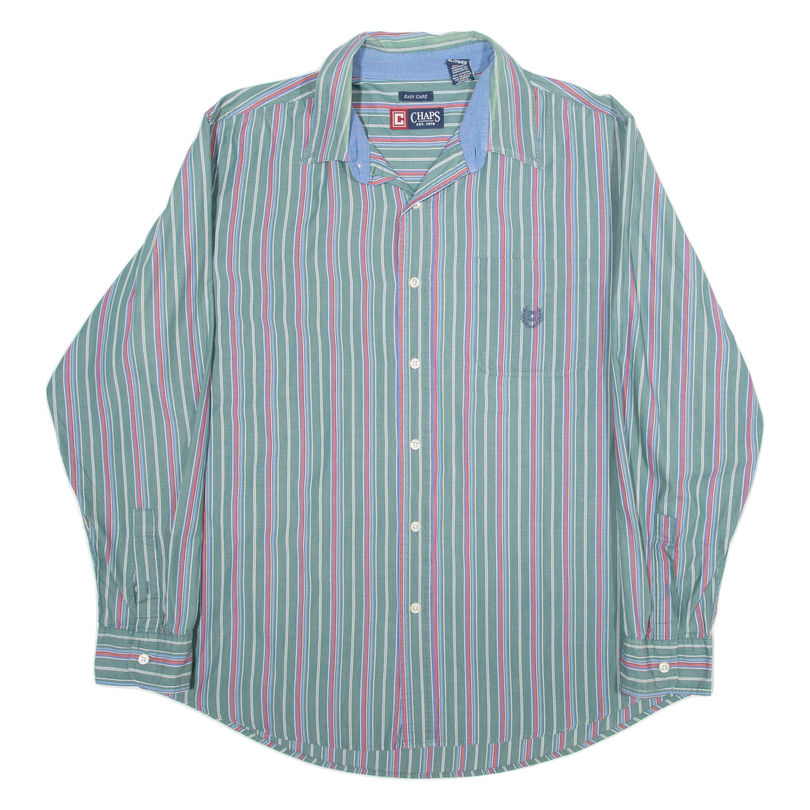 CHAPS Mens Shirt Green Striped Long Sleeve XL Refurbished - N/A refurbished available on Cerqular
