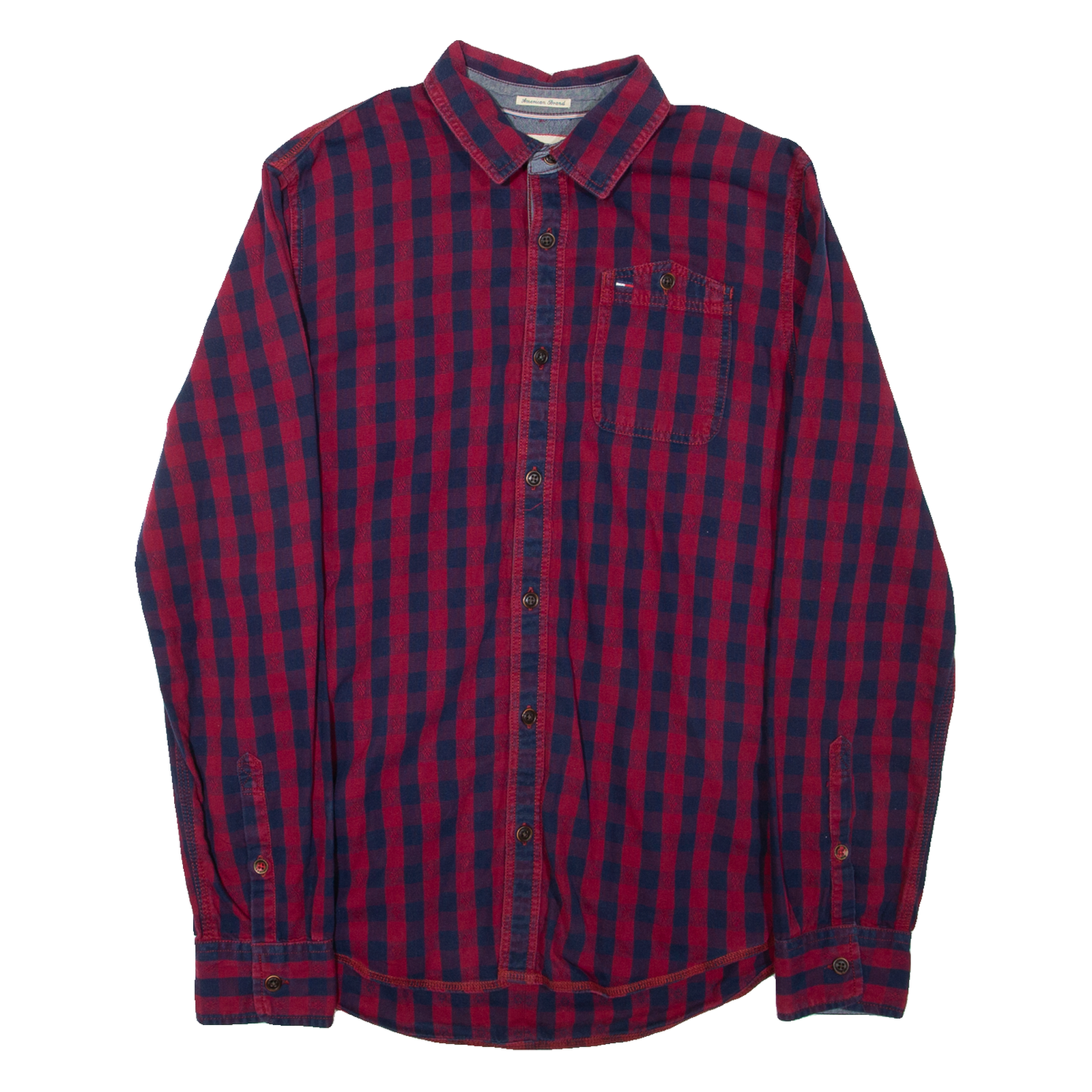 TOMMY HILFIGER Mens Shirt Maroon Check Long Sleeve M Refurbished - N/A refurbished available on Cerqular