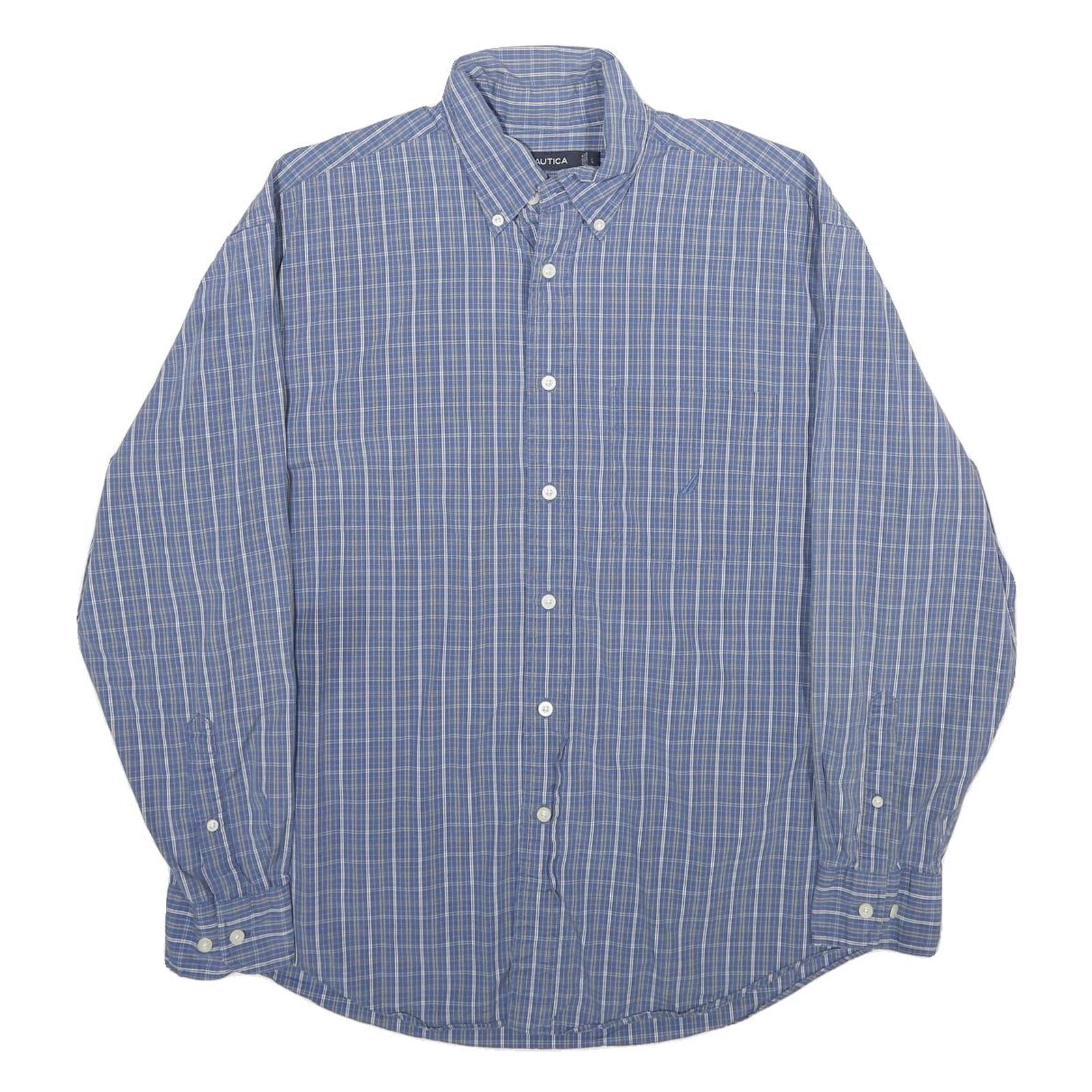 NAUTICA Mens Blue Check Shirt L Cotton Button-Down Collar Casual Classic Refurbished - N/A refurbished available on Cerqular