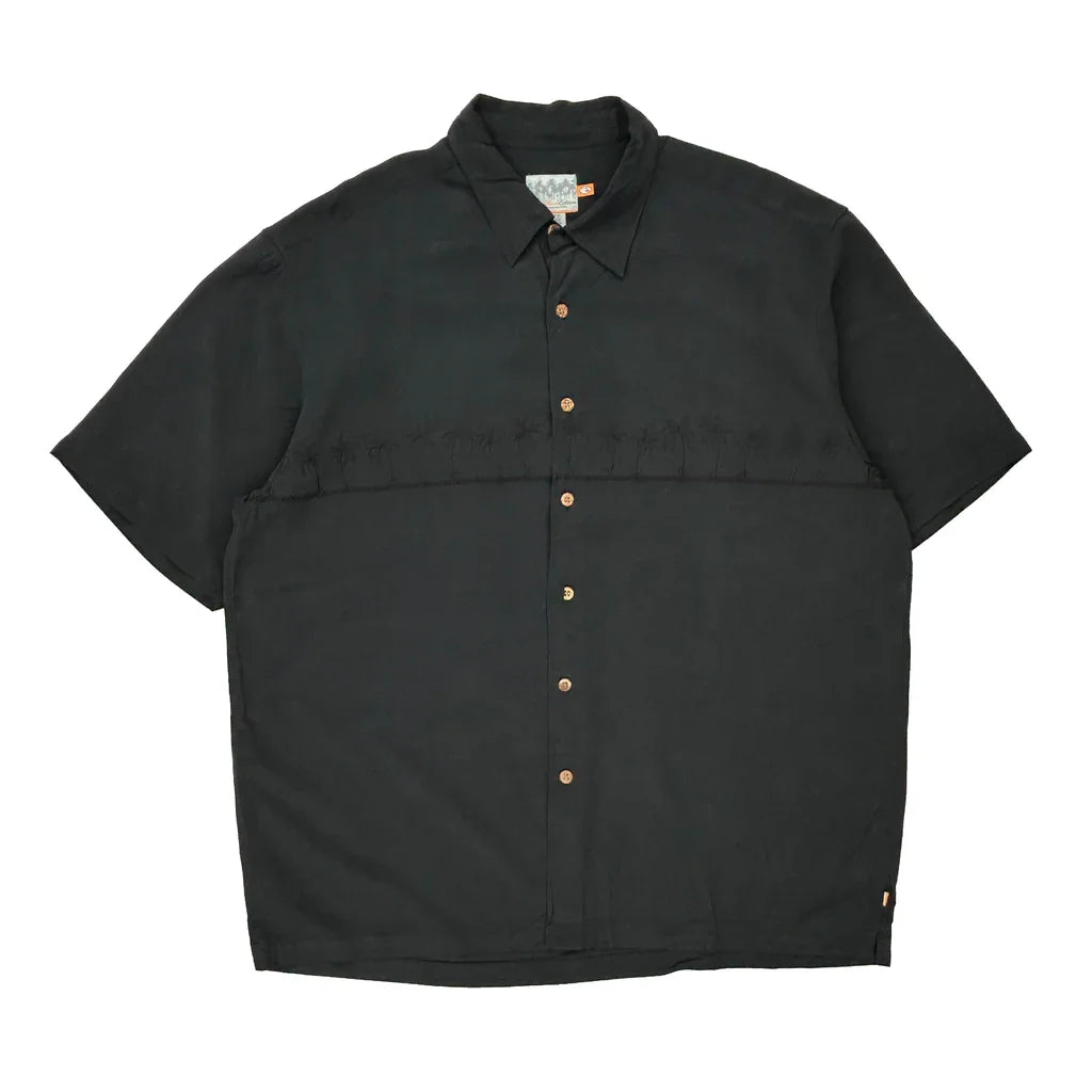 Comfort Fit Quiksilver Hawaiian Shirt - XL Black Cotton Refurbished - Thrifted (note: this is a term often used to describe second- refurbished available on Cerqular