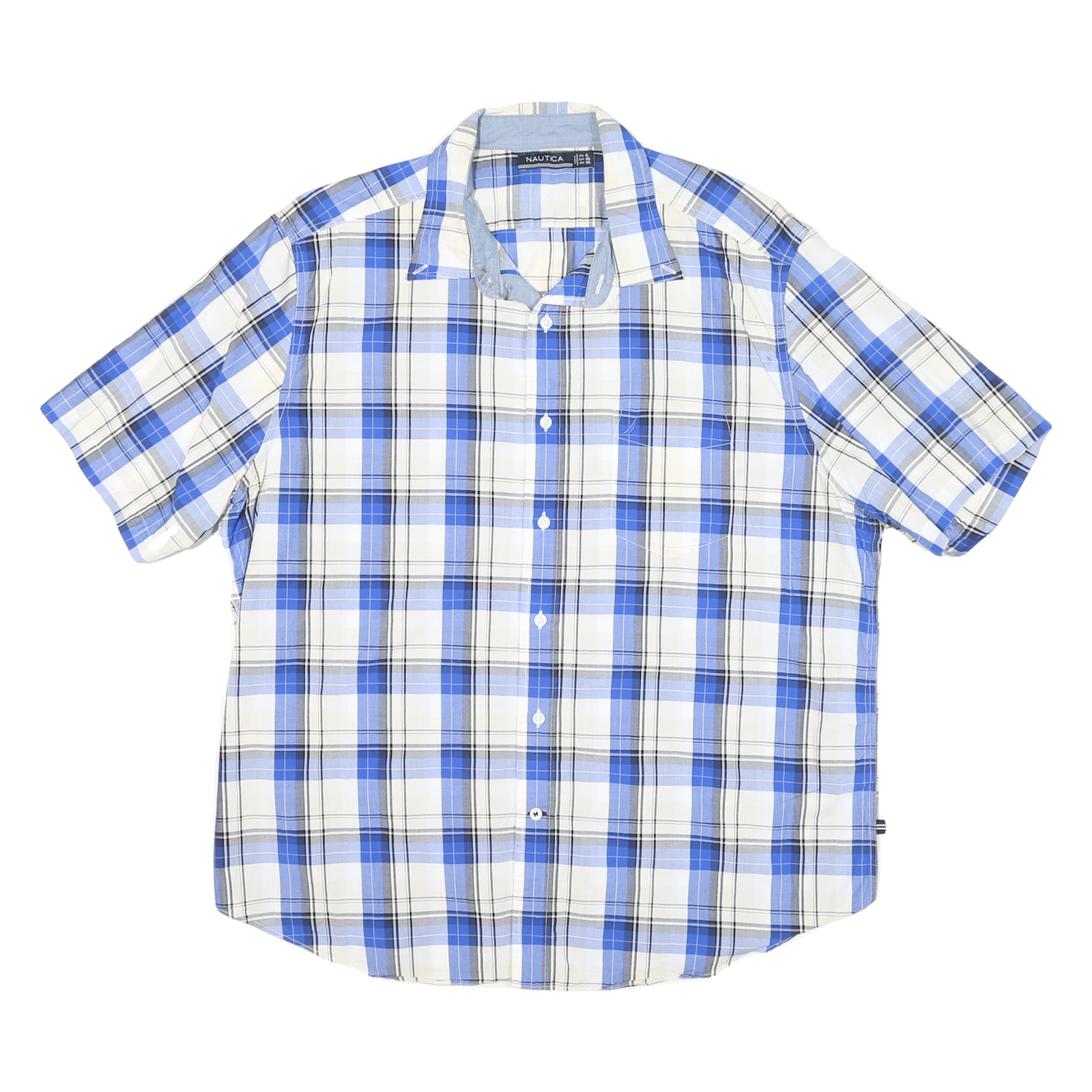 NAUTICA Mens Blue White & Black Check Shirt 2XL Cotton Blend Casual Refurbished - N/A refurbished available on Cerqular
