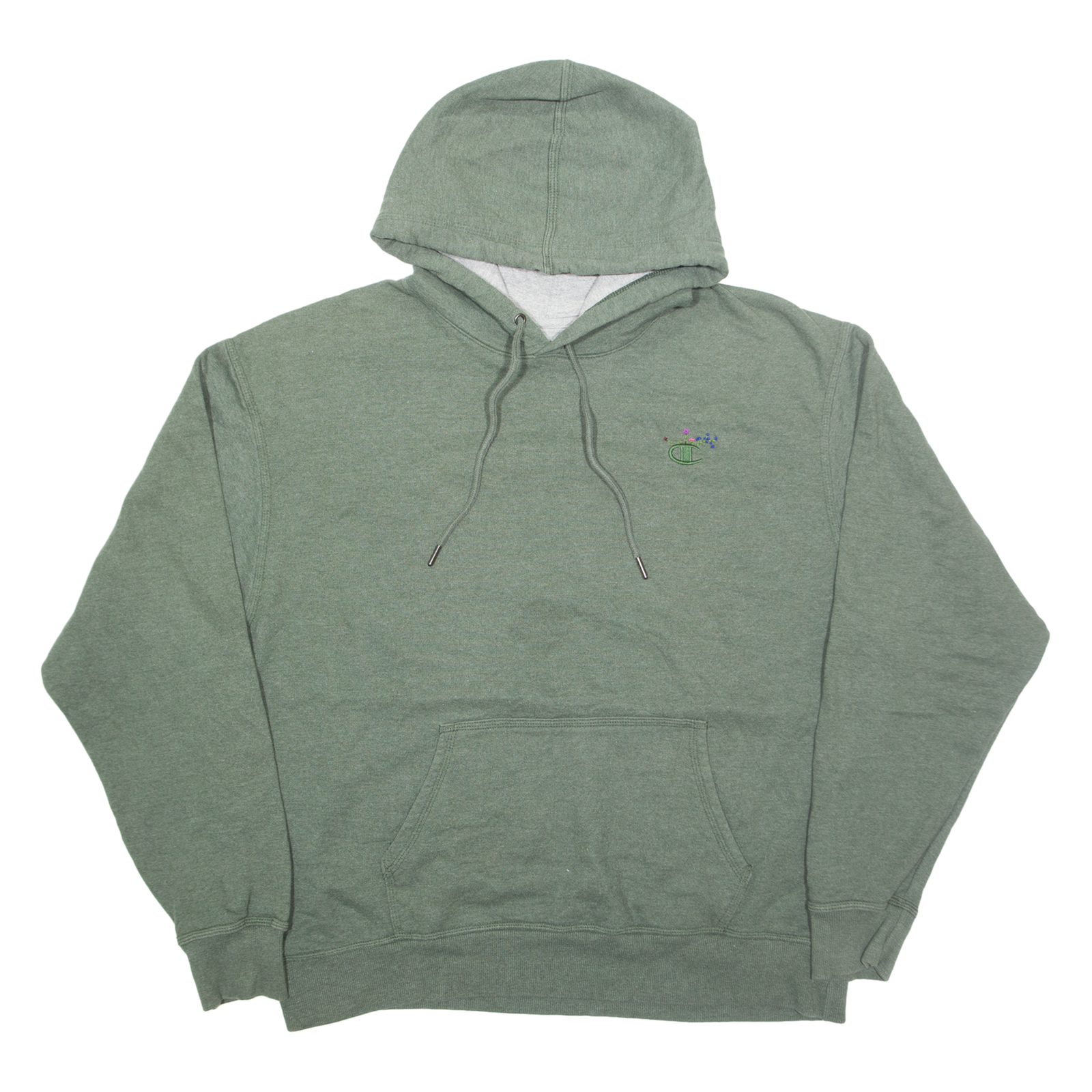 CHAMPION Flower Embroidery Mens Green Hoodie XL Refurbished - N/A refurbished available on Cerqular