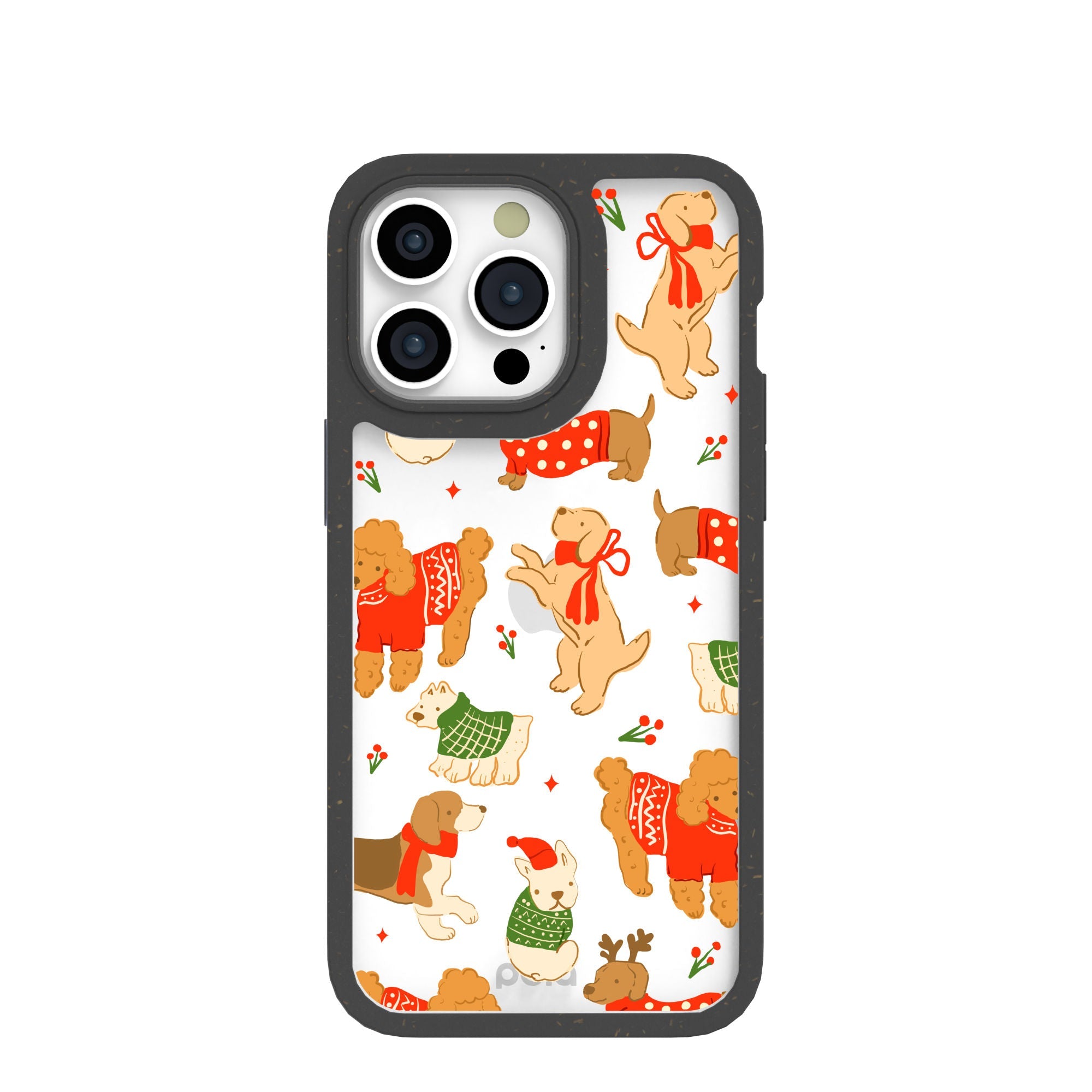 Clear Jolly Doggos iPhone 15 Pro Max Case With Black Ridge Refurbished - Pela Case refurbished available on Cerqular