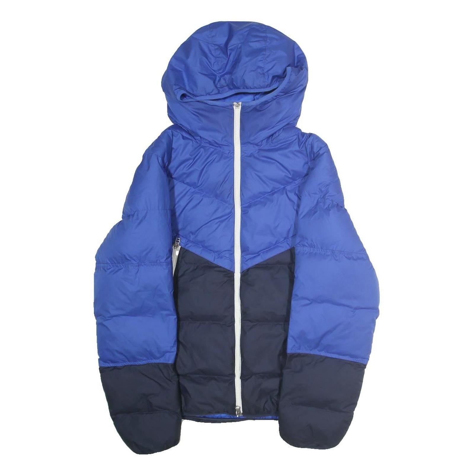 NIKE Mens Blue & Black Puffer Jacket S Polyester Zip Hooded Casual Outerwear Refurbished - N/A refurbished available on Cerqular