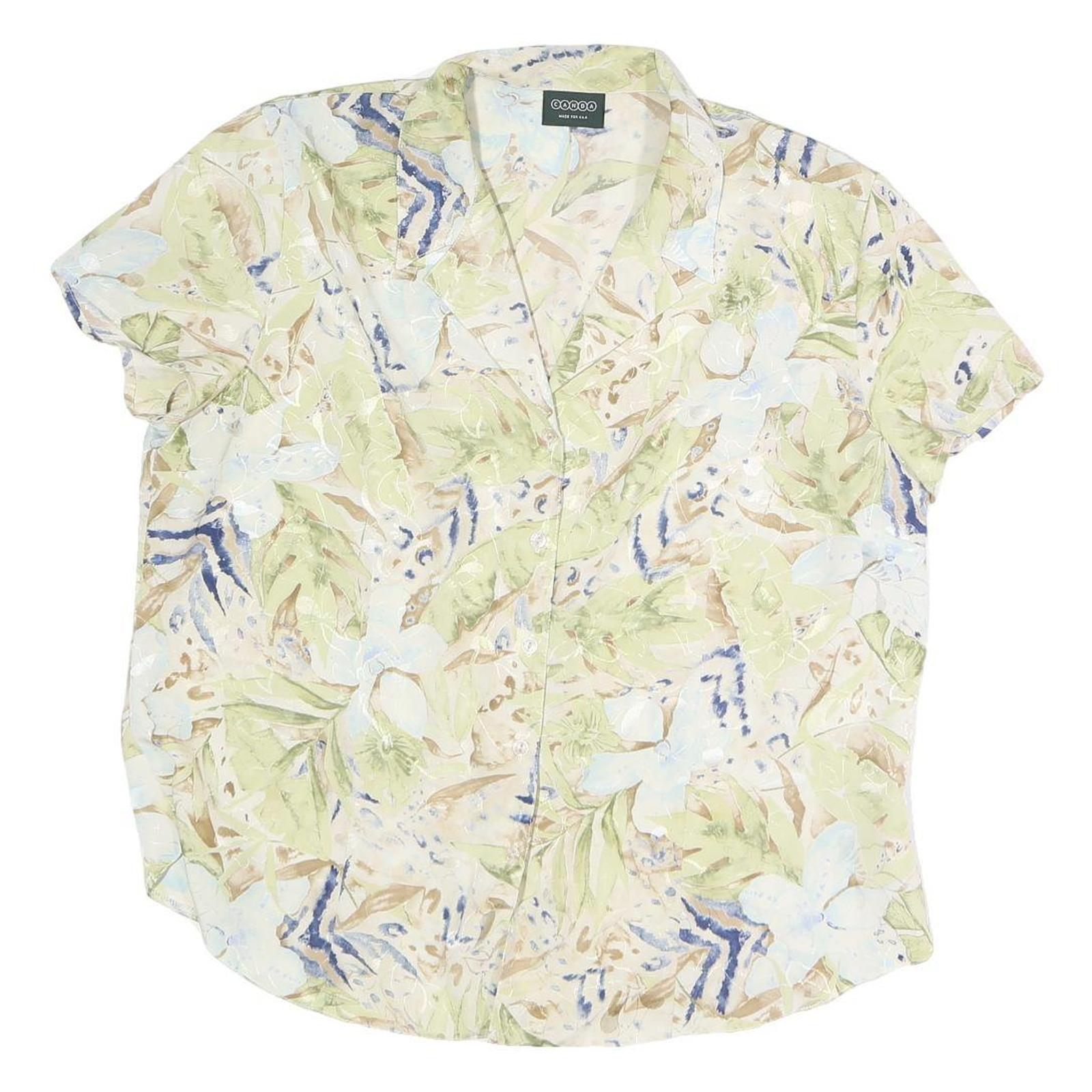 Buy CANDA Womens Green & Blue Printed Shirt Short Sleeve Collared XL Casual Summer Refurbished - $18.19 CANDA Womens Green & Blue Printed Shirt Short Sleeve Collared XL Casual Summer Refurbished - N/A refurbished available on Cerqular