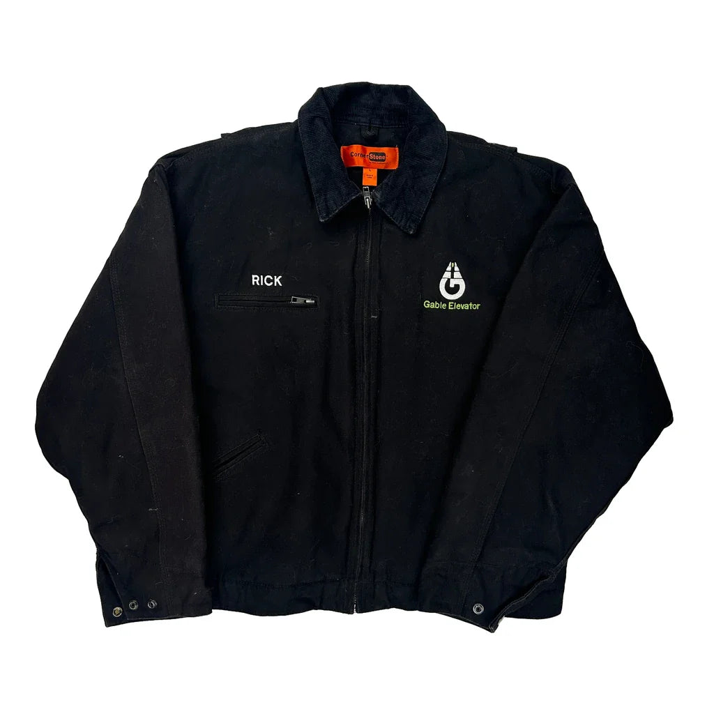Port Authority Jacket - Large Black Cotton Refurbished - Thrifted (note: this is a term often used to describe second- refurbished available on Cerqular
