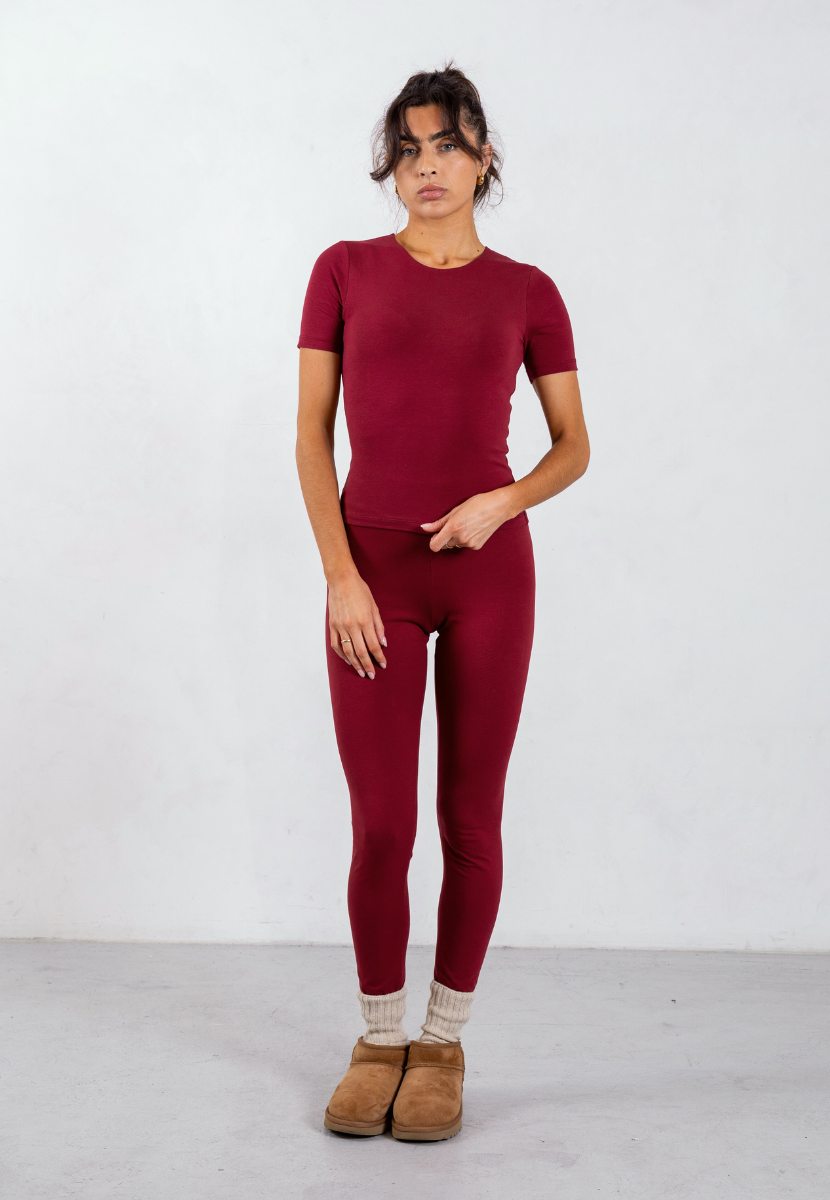 Organic Cotton Leggings, Ruby Wine | Size: XXXL Refurbished - N/A (Note: It's possible that "Pantee" refurbished available on Cerqular