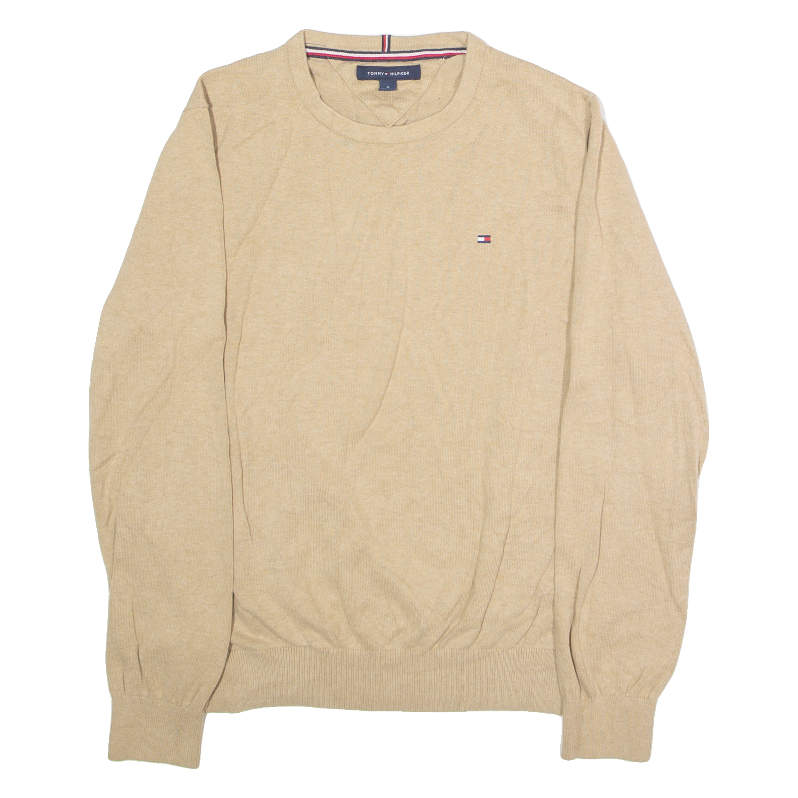 TOMMY HILFIGER Mens Jumper Beige Crew Neck Tight Knit M Refurbished - N/A refurbished available on Cerqular