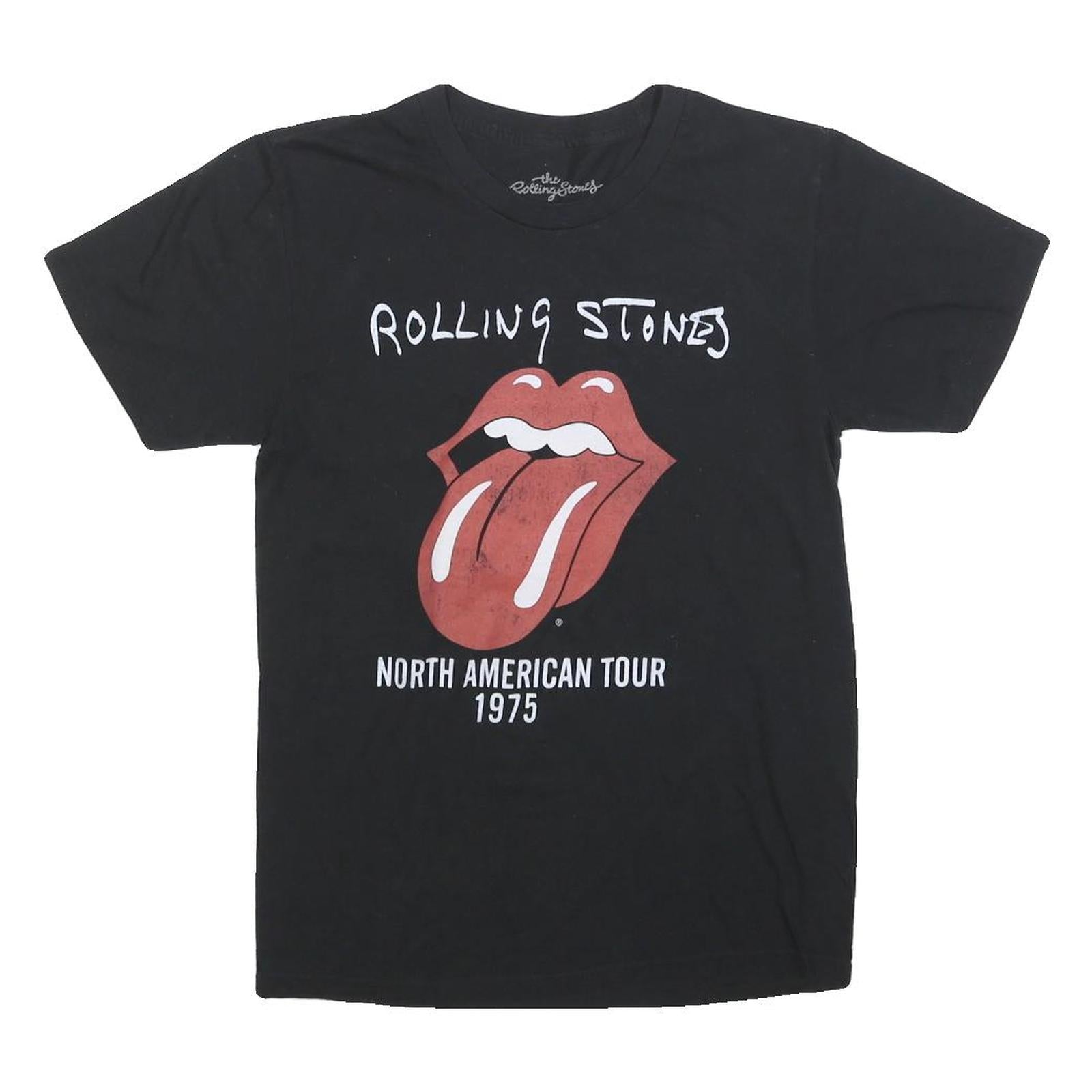 THE ROLLING STONES Mens Black North American Tour 1975 Graphic T-Shirt S Short Refurbished - N/A refurbished available on Cerqular