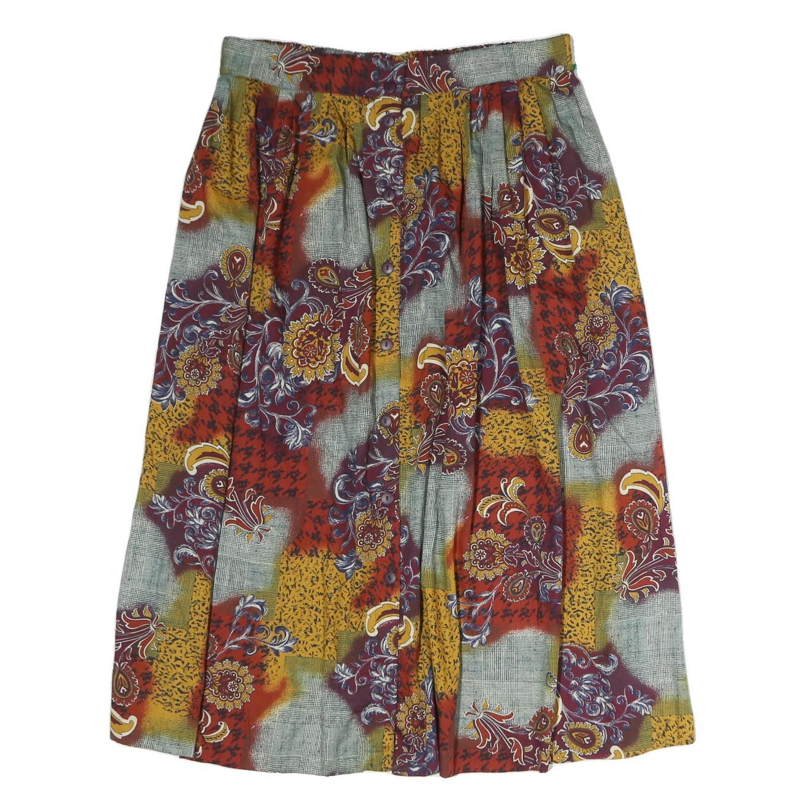 PLUS Womens Multicolour Floral Print Pleated Midi Polyester Skirt L Comfortable Refurbished - N/A refurbished available on Cerqular