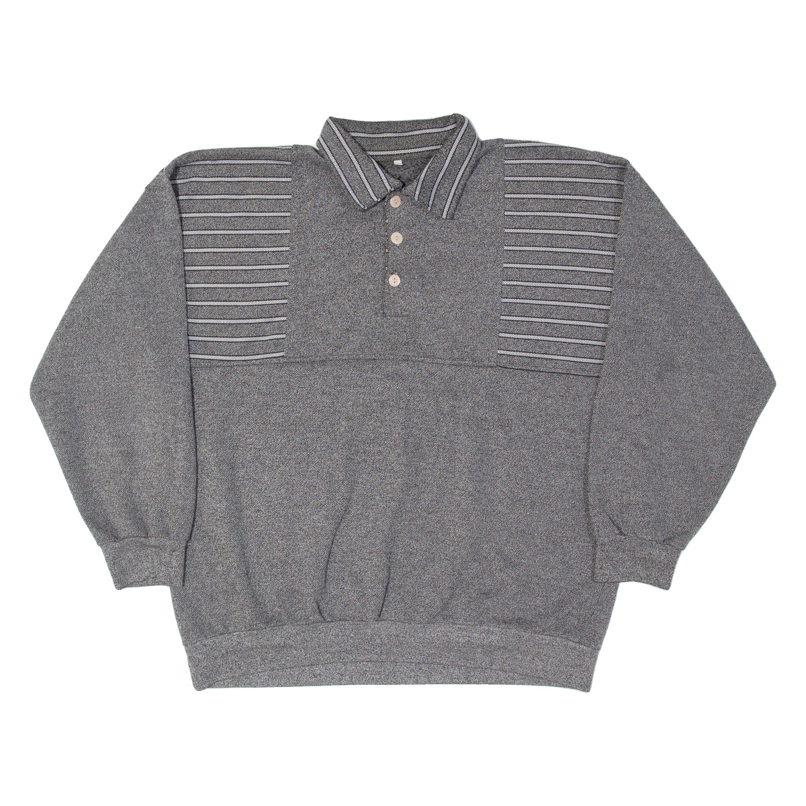 Mens Patterned Jumper Grey Striped Collared Tight Knit XL Refurbished - N/A refurbished available on Cerqular