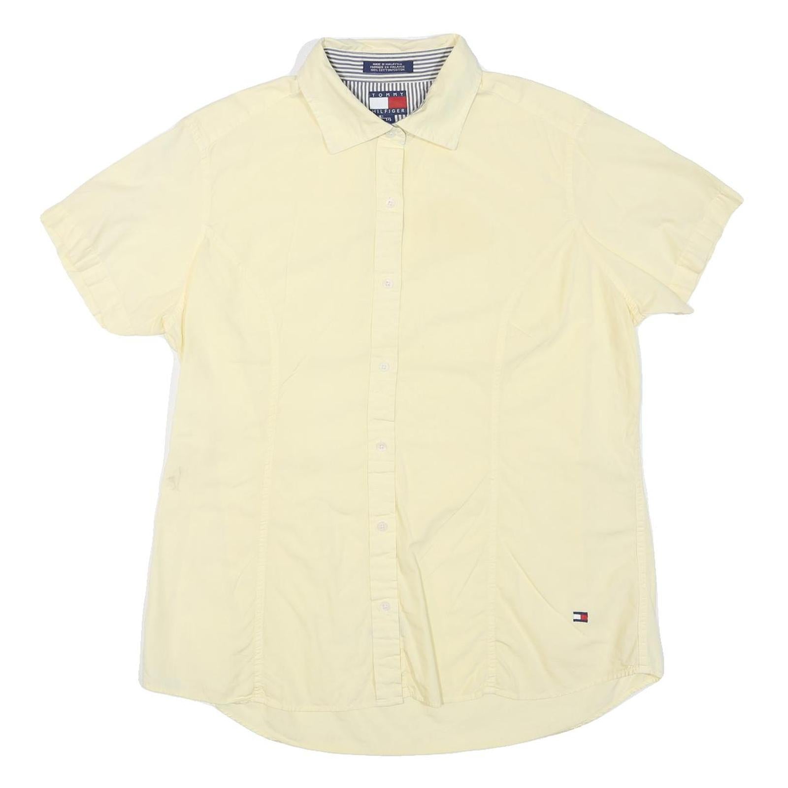 TOMMY HILFIGER Womens Cream Short Sleeve Shirt M Cotton Blend Casual Summer Refurbished - N/A refurbished available on Cerqular