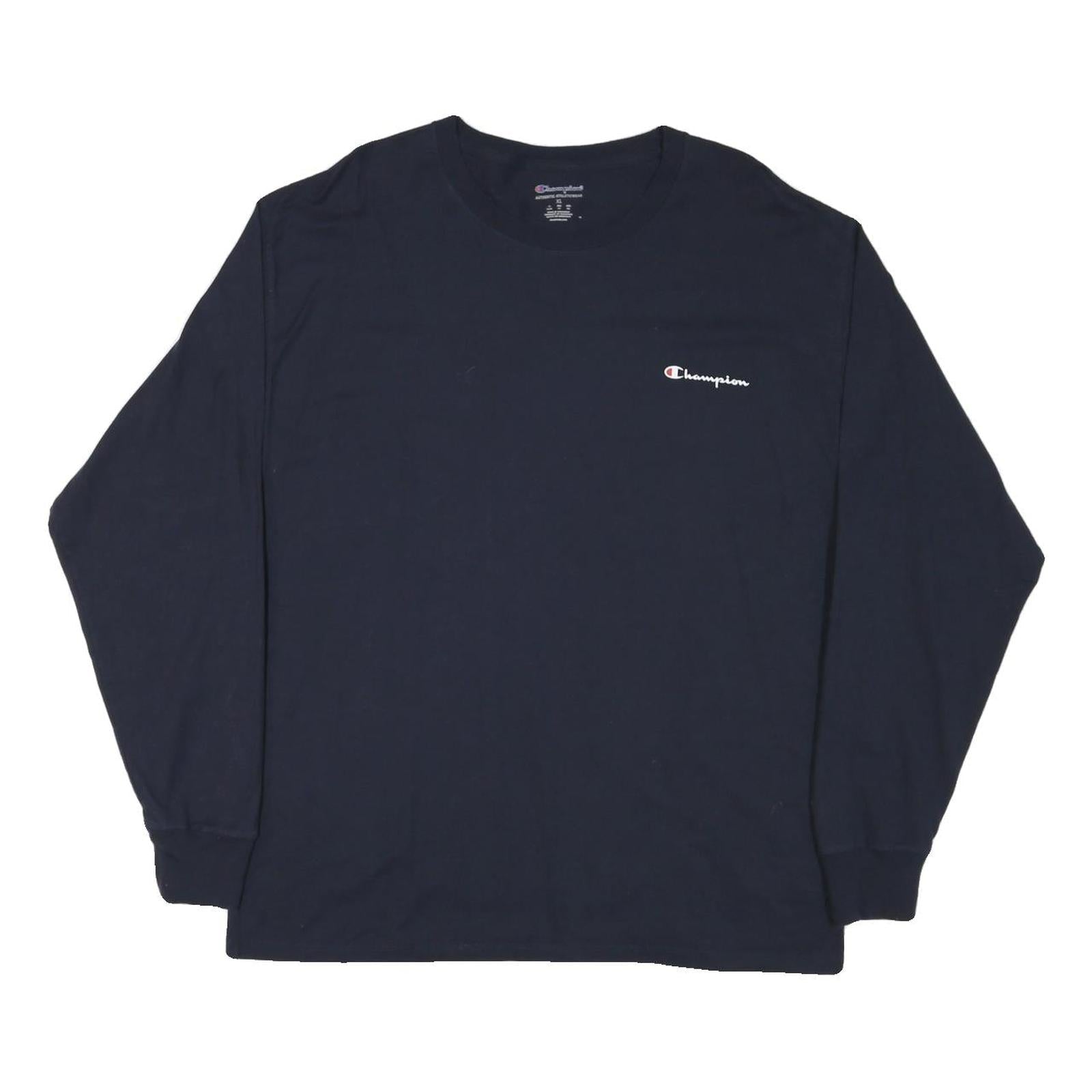 CHAMPION Mens Navy Blue Long Sleeve Crew Neck T-Shirt XL Cotton Blend Refurbished - N/A refurbished available on Cerqular