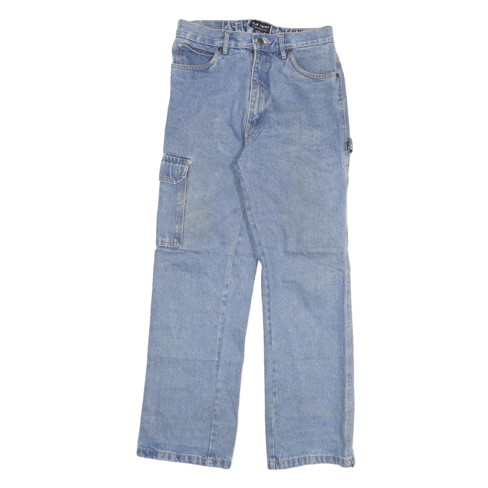 BLUE TECH Mens Light Blue Regular Fit Cargo Denim Jeans W28 L30 Casual Workwear Refurbished - N/A refurbished available on Cerqular