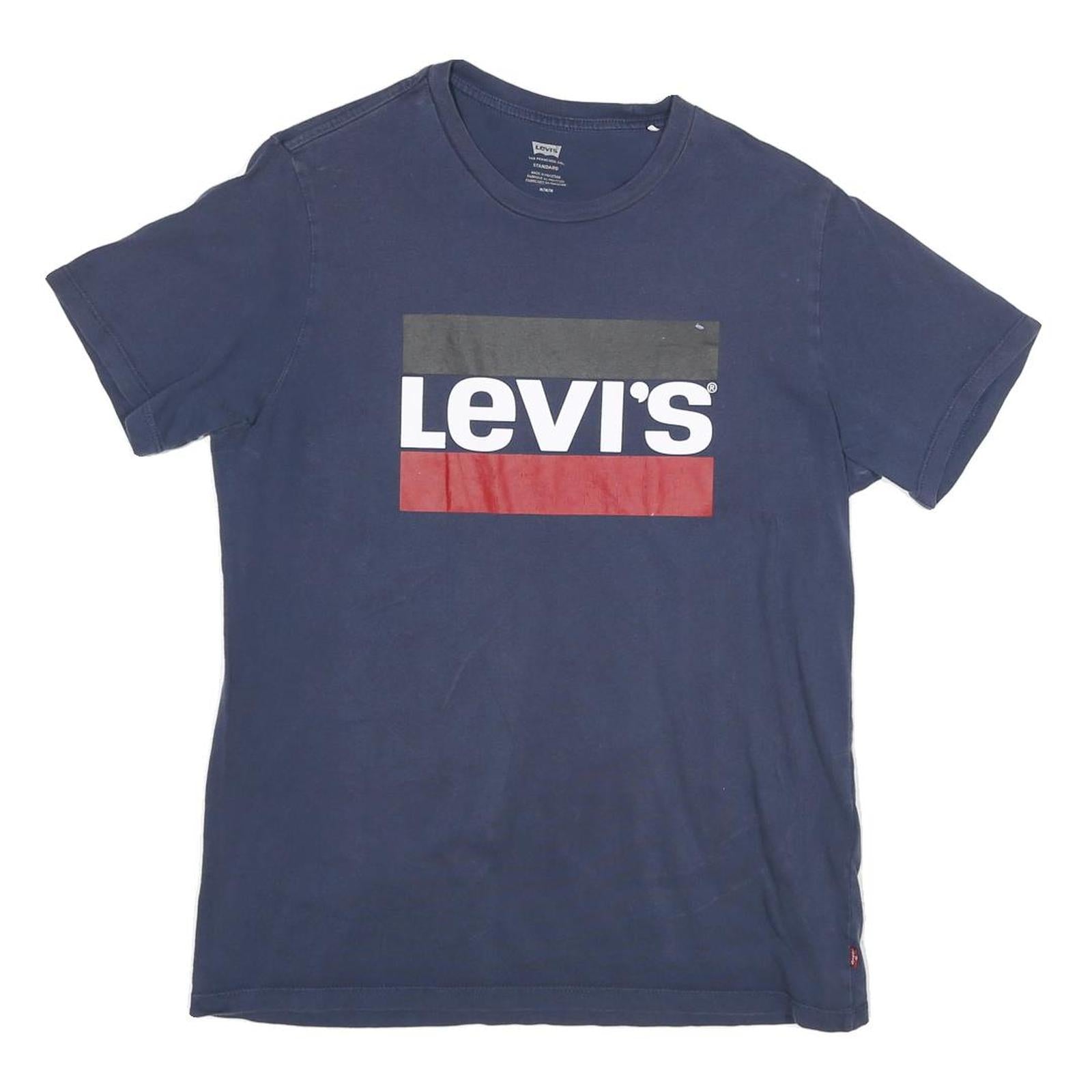 LEVI'S Mens Blue Cotton Blend Graphic T-Shirt M Short Sleeve Crew Neck Logo Refurbished - N/A refurbished available on Cerqular