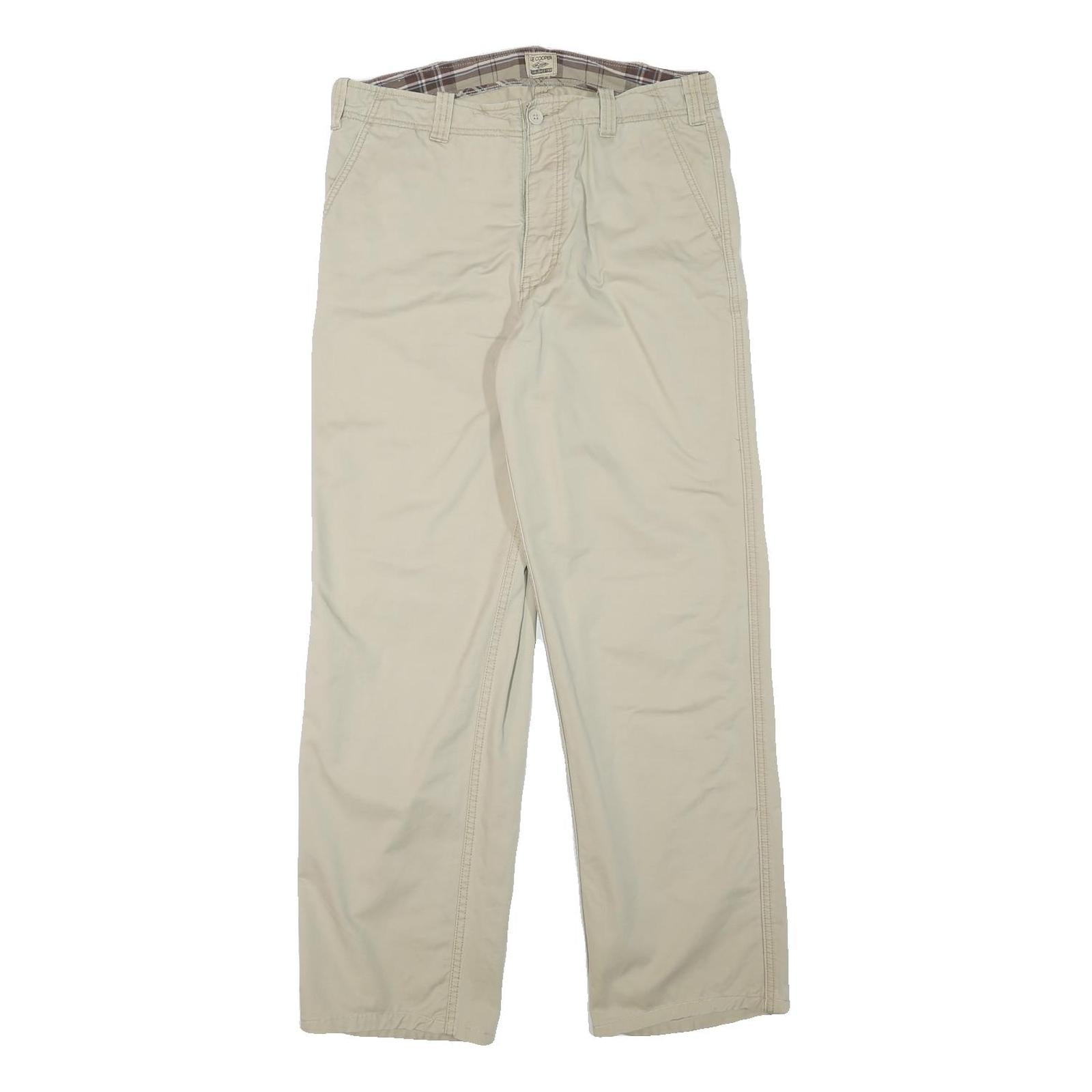 LEE COOPER Mens Cotton Blend Beige Regular Fit Straight Trousers W32 L31 Casual Refurbished - N/A refurbished available on Cerqular