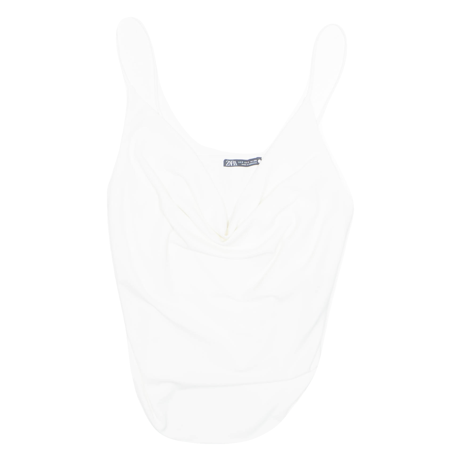 ZARA Stretch Scoop Neck Womens Camisole Top White Sleeveless S Refurbished - N/A refurbished available on Cerqular
