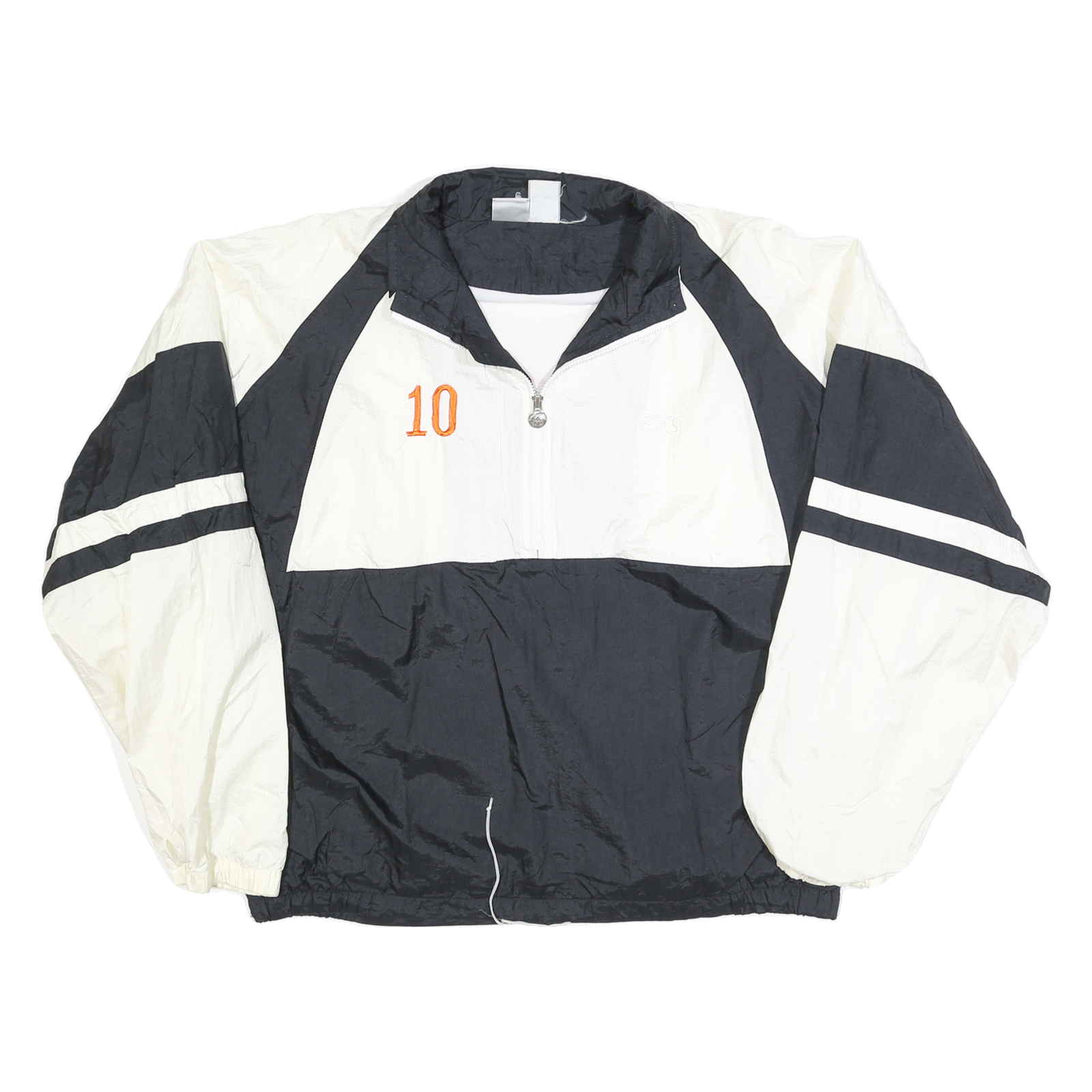 ASICS Mens Black & White Lightweight Zip Up Track Jacket L Polyester Blend Refurbished - N/A refurbished available on Cerqular