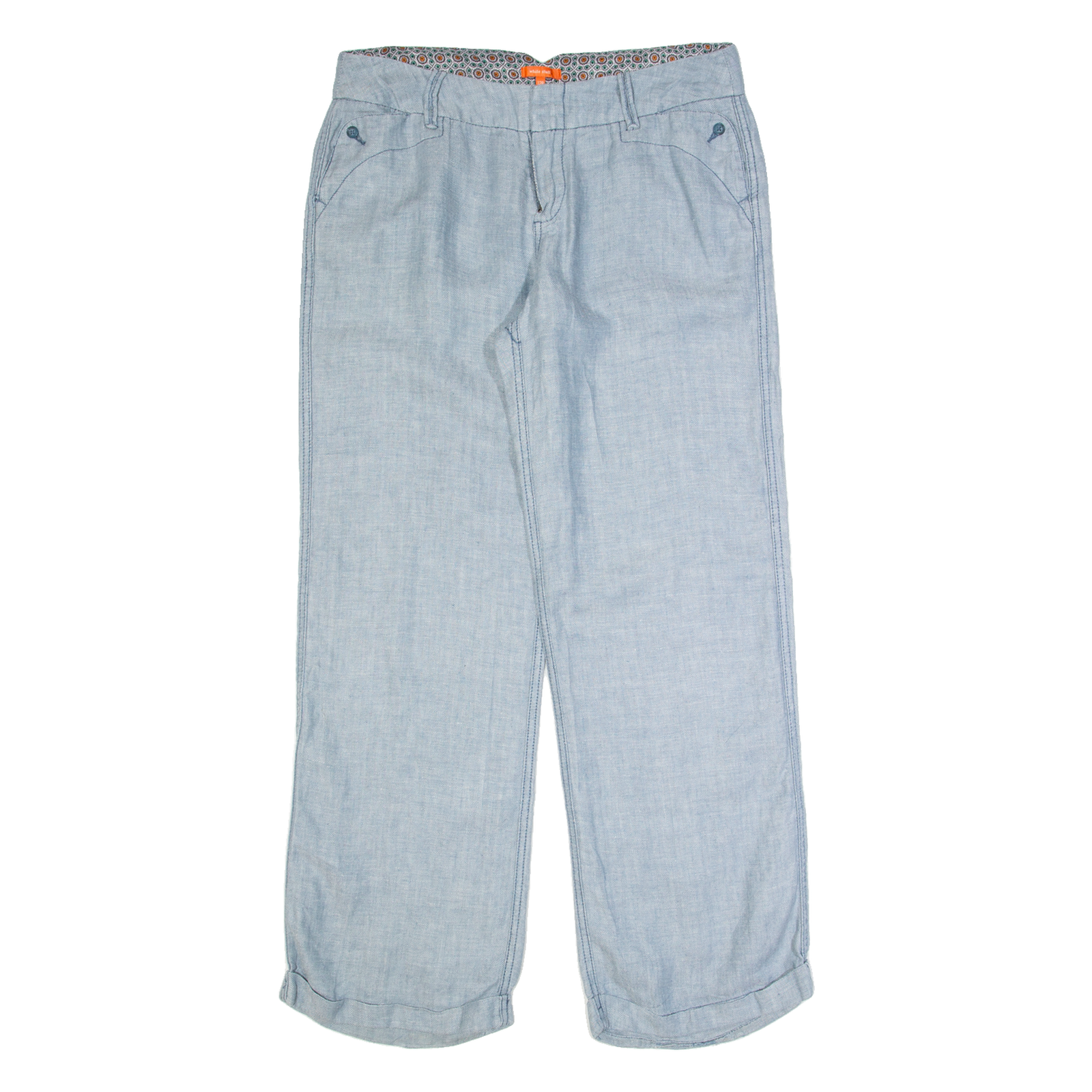 WHITE STUFF Womens Trousers Blue Regular Straight Linen W34 L30 Refurbished - N/A refurbished available on Cerqular
