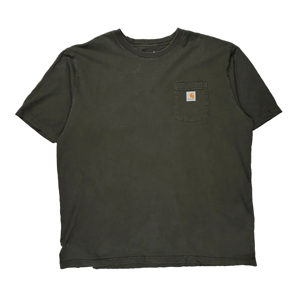 Carhartt Tall T-Shirt - 2XL Grey Cotton Refurbished - Thrifted (note: this is a term often used to describe second- refurbished available on Cerqular