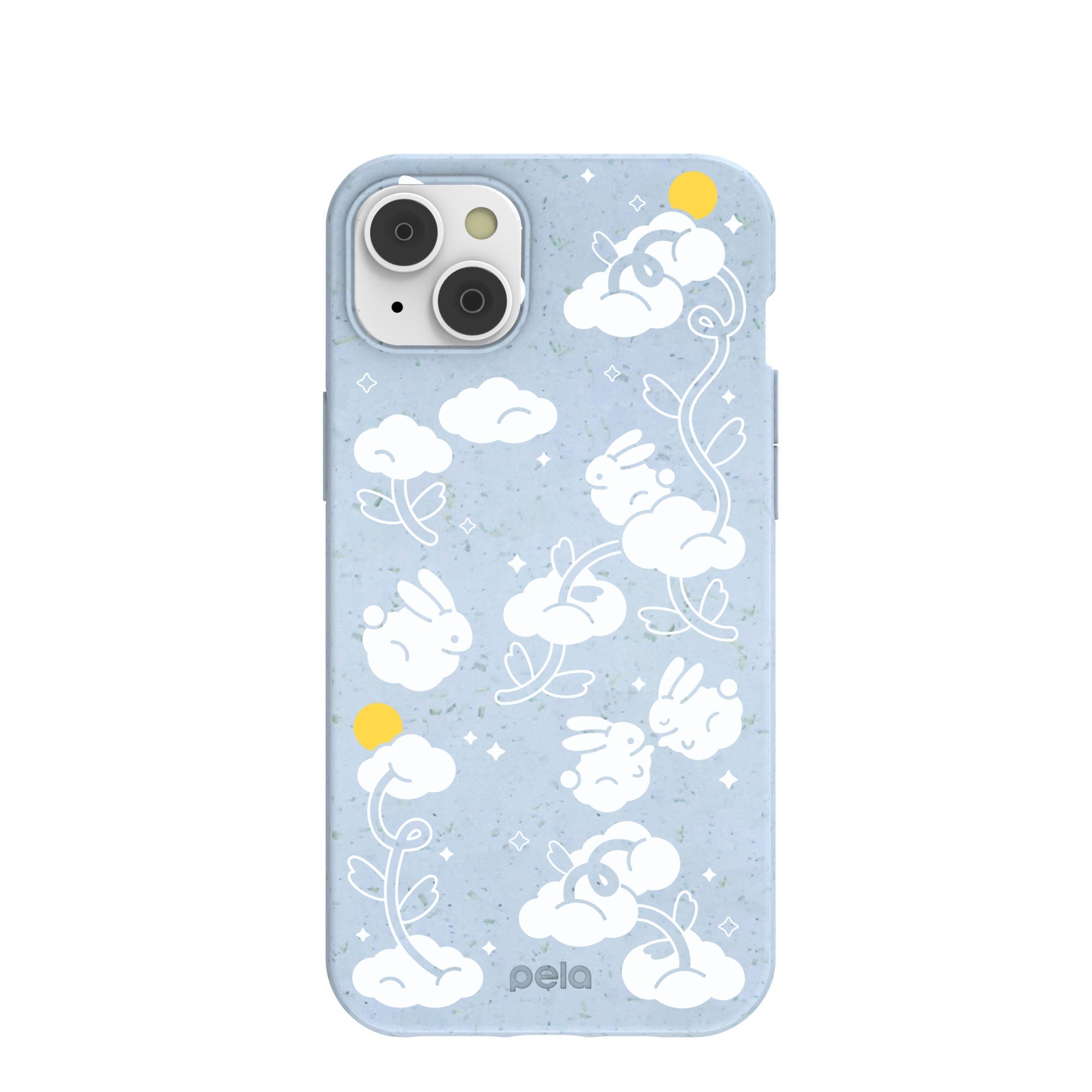 Powder Blue Fluffy Flower iPhone 14 Plus Case Refurbished - Pela Case refurbished available on Cerqular