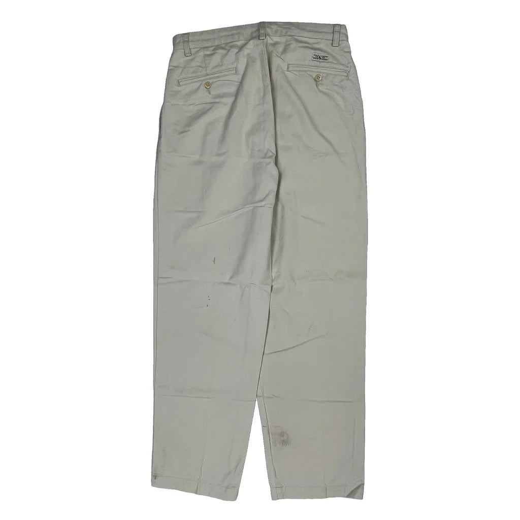 Polo By Ralph Lauren Trousers - 32W 29L Cream Cotton Refurbished - Thrifted (note: this is a term often used to describe second- refurbished available on Cerqular