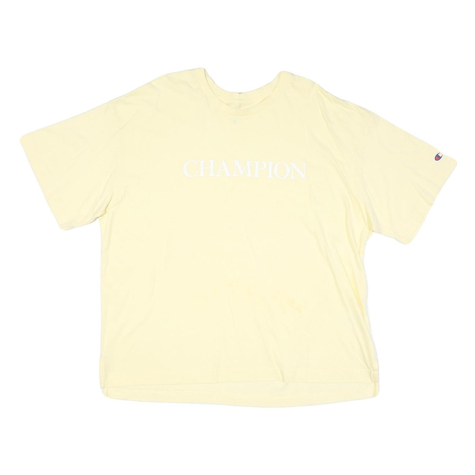 CHAMPION Mens Cream Classic T-Shirt 2XL Short Sleeve Crew Neck Cotton Blend Refurbished - N/A refurbished available on Cerqular
