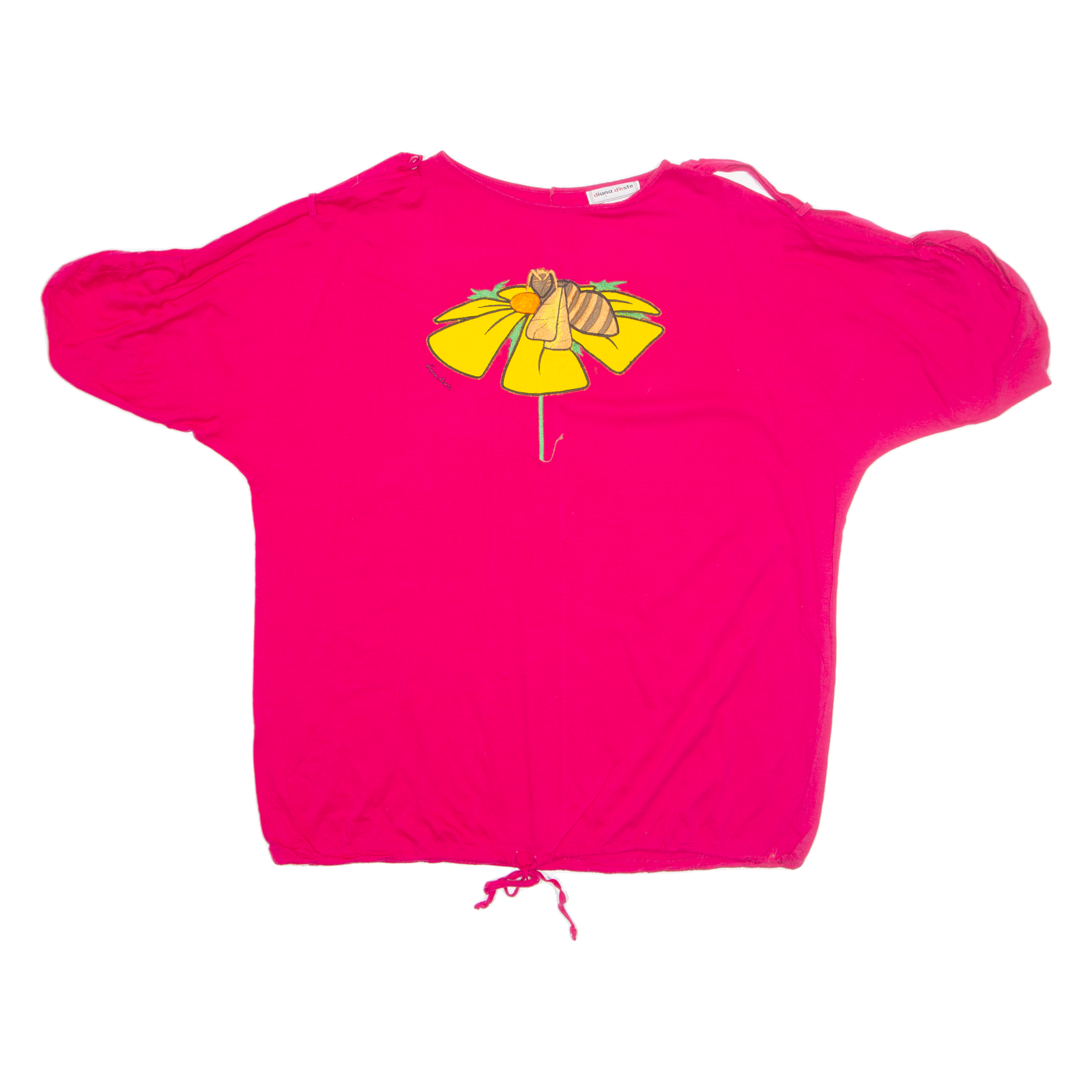DIANA D'ESTE Embroidery Bee Womens Printed Top Pink Floral L Refurbished - N/A refurbished available on Cerqular