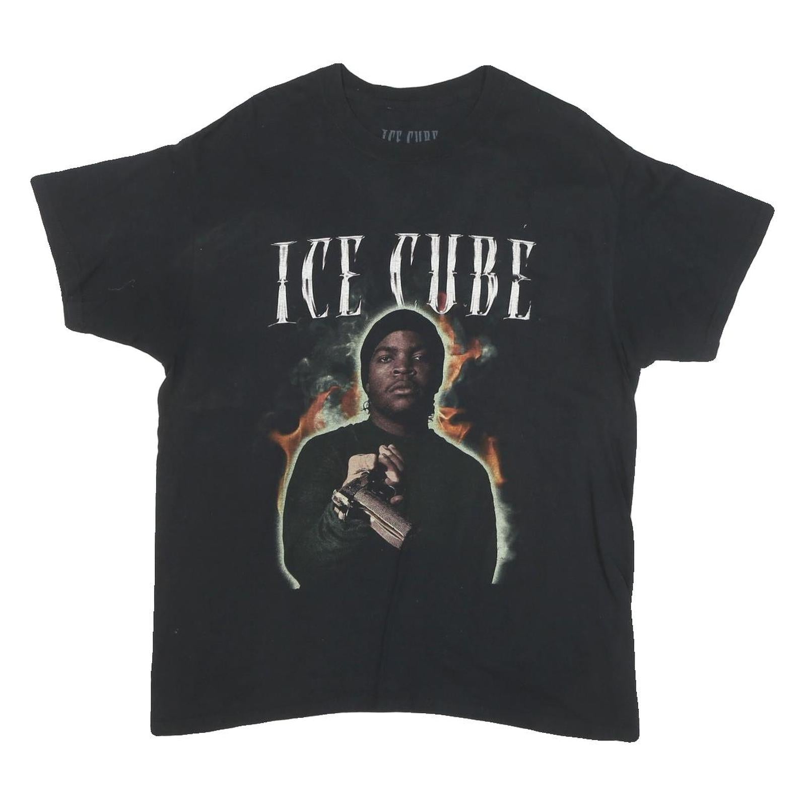 ICE CUBE Mens Black Graphic T-Shirt L Short Sleeve Crew Neck Cotton Blend Music Refurbished - N/A refurbished available on Cerqular