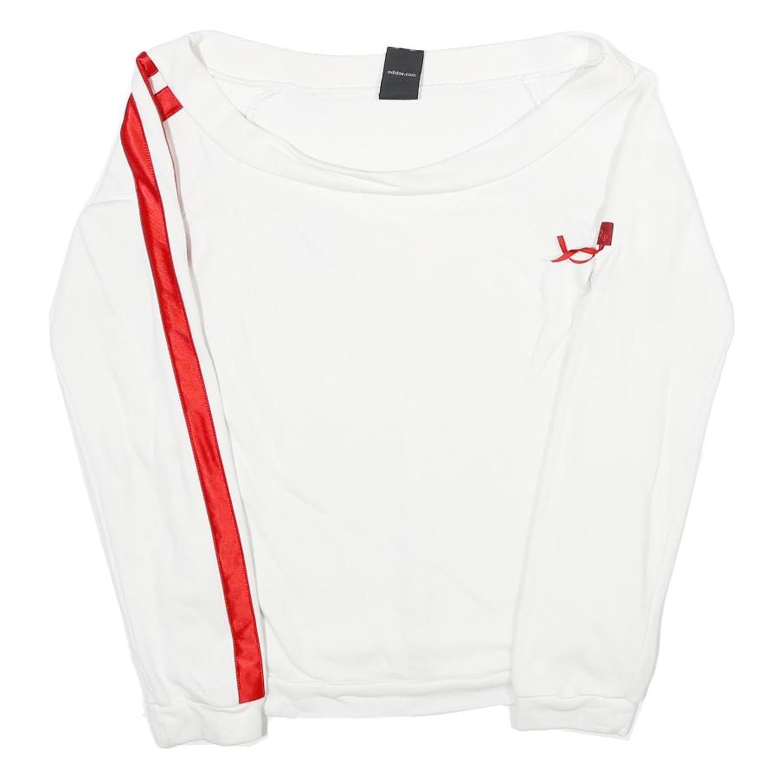 ADIDAS Womens White & Red Sweatshirt Crew Neck UK 8 Cotton Long Sleeve Refurbished - N/A refurbished available on Cerqular