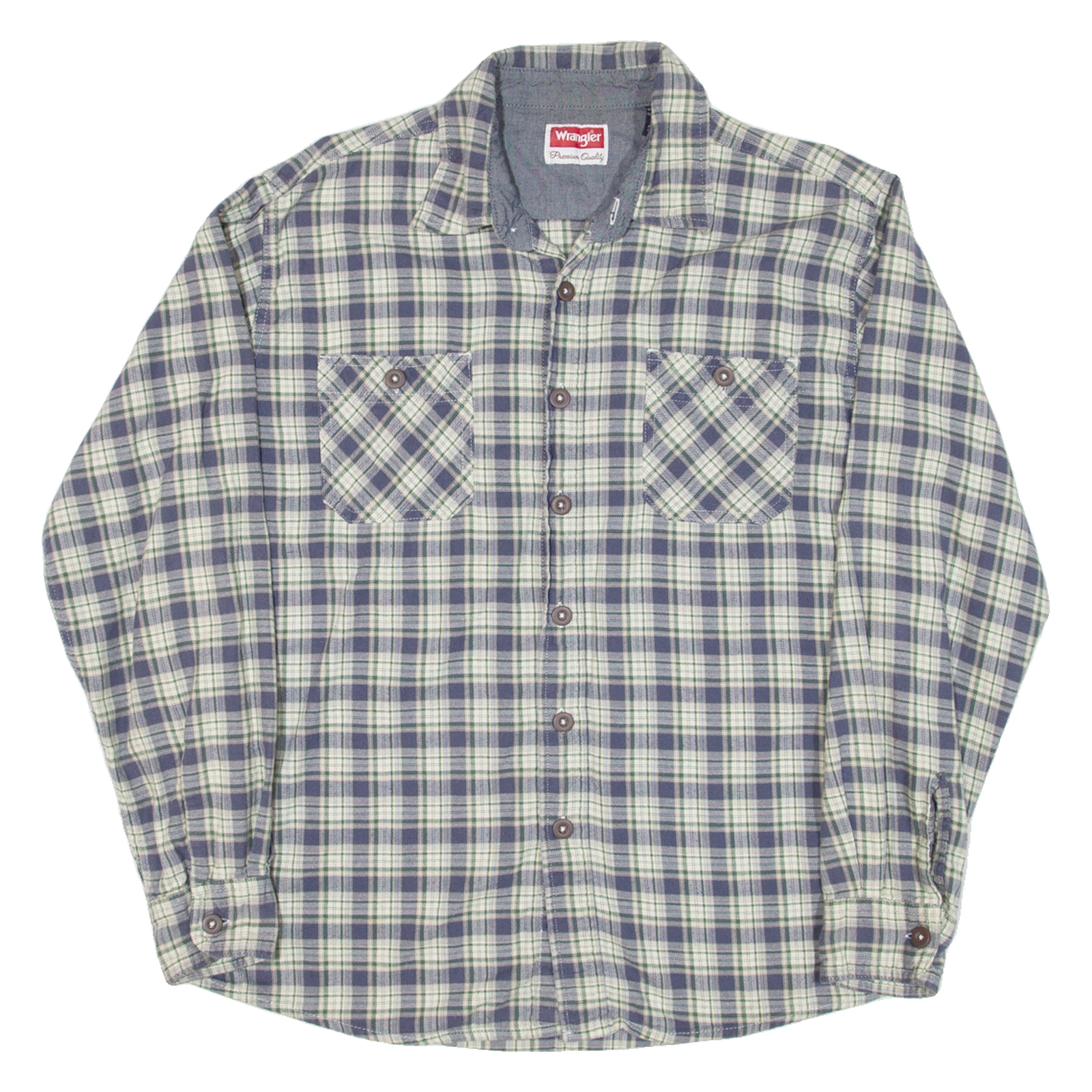 WRANGLER Mens Flannel Shirt Blue Check Long Sleeve L Refurbished - N/A refurbished available on Cerqular
