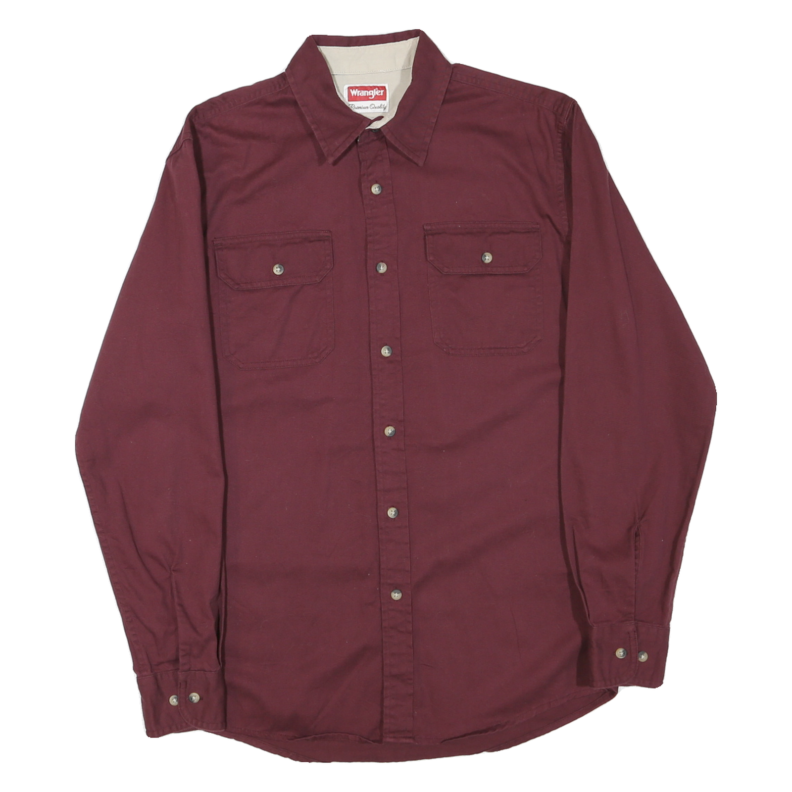 WRANGLER Mens Maroon Cotton Blend Shirt S Button Front Long Sleeve Casual Refurbished - N/A refurbished available on Cerqular