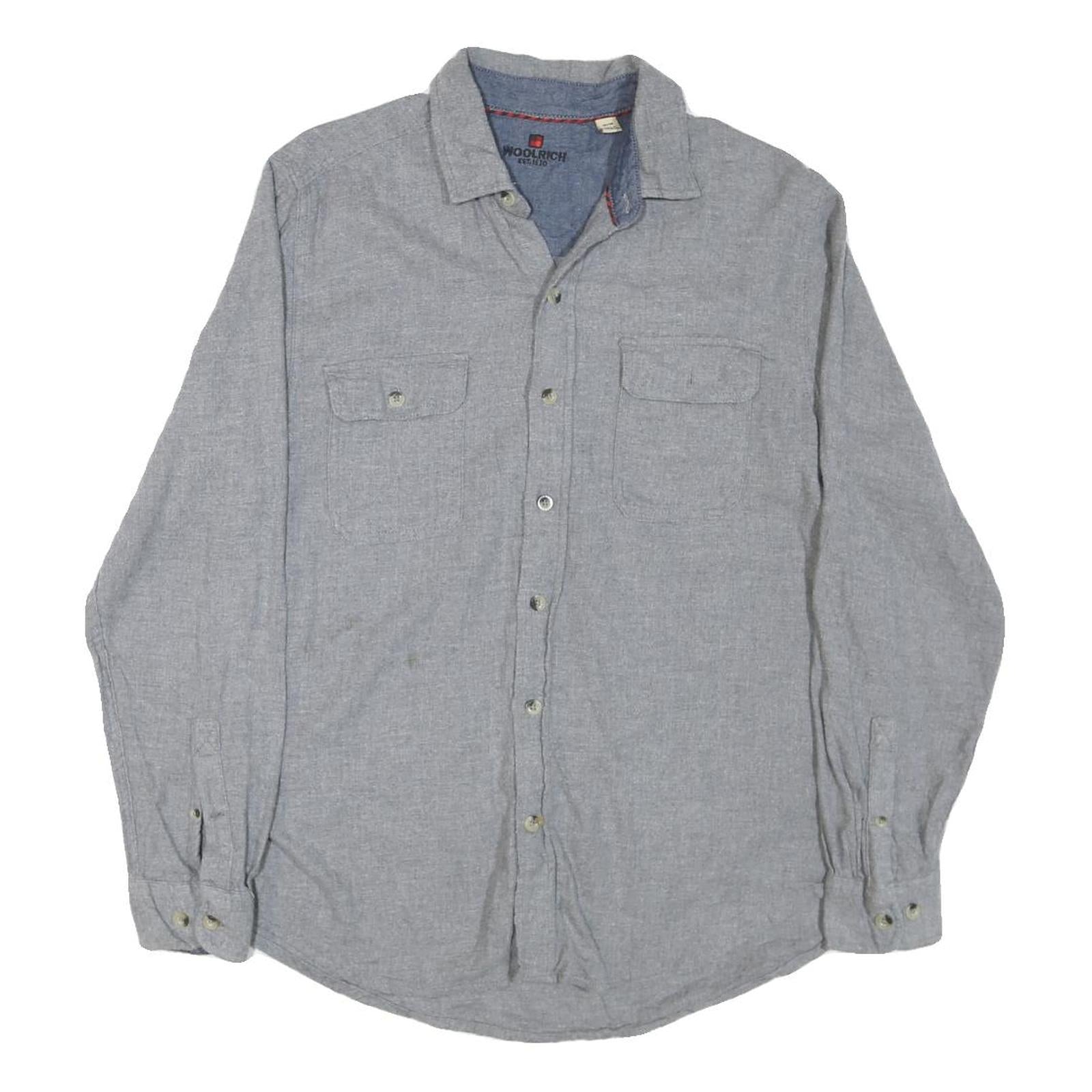 WOOLRICH Mens Grey Plain Cotton Blend Shirt M Casual Classic Long Sleeve Refurbished - N/A refurbished available on Cerqular
