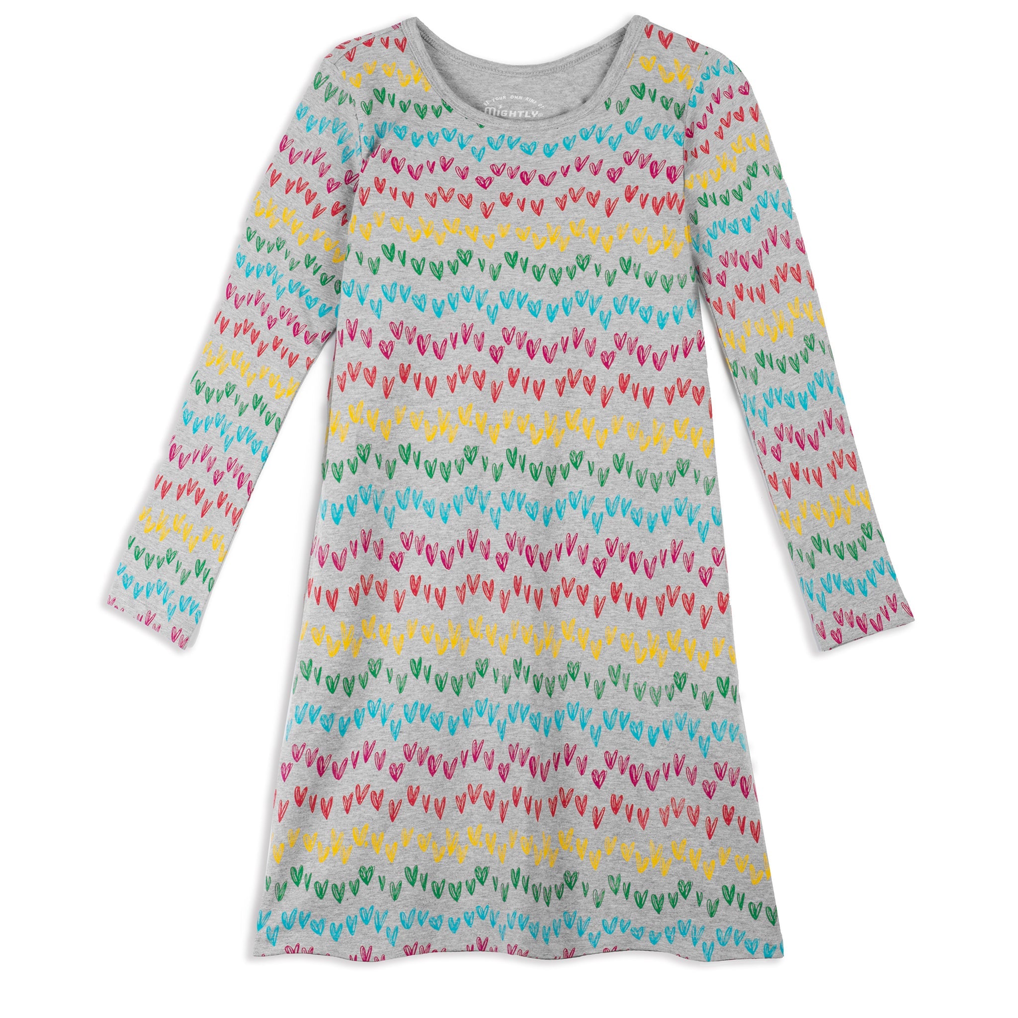 Toddler Long Sleeve T-Shirt Dresses for Kids - FINAL SALE | Color: Rainbow Hearts | Size: 4T Refurbished - N/A (Note: There is no well-known brand named "M refurbished available on Cerqular