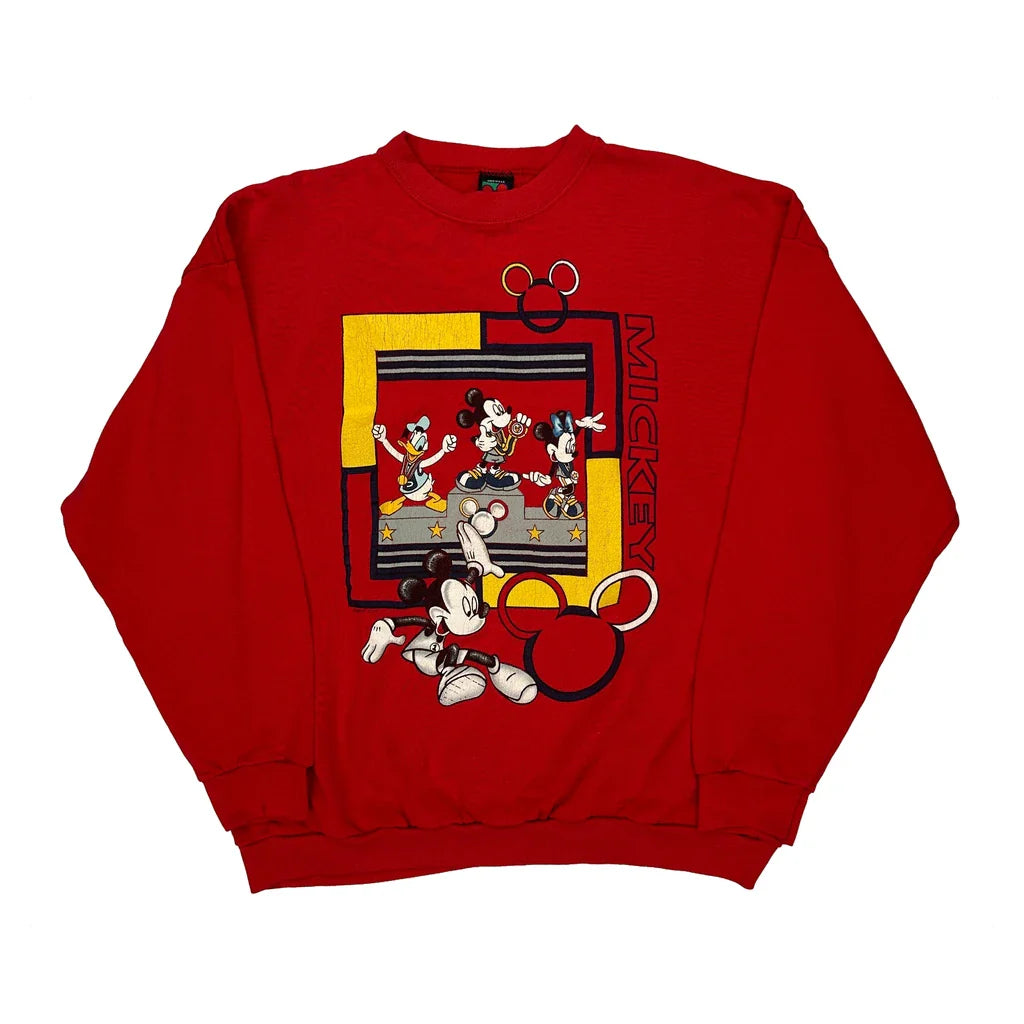Buy Made In USA Mickey Unlimited Cartoon Sweatshirt - XL Red Cotton Refurbished - $71.01 Made In USA Mickey Unlimited Cartoon Sweatshirt - XL Red Cotton Refurbished - Thrifted (note: this is a term often used to describe second- refurbished available on Cerqular