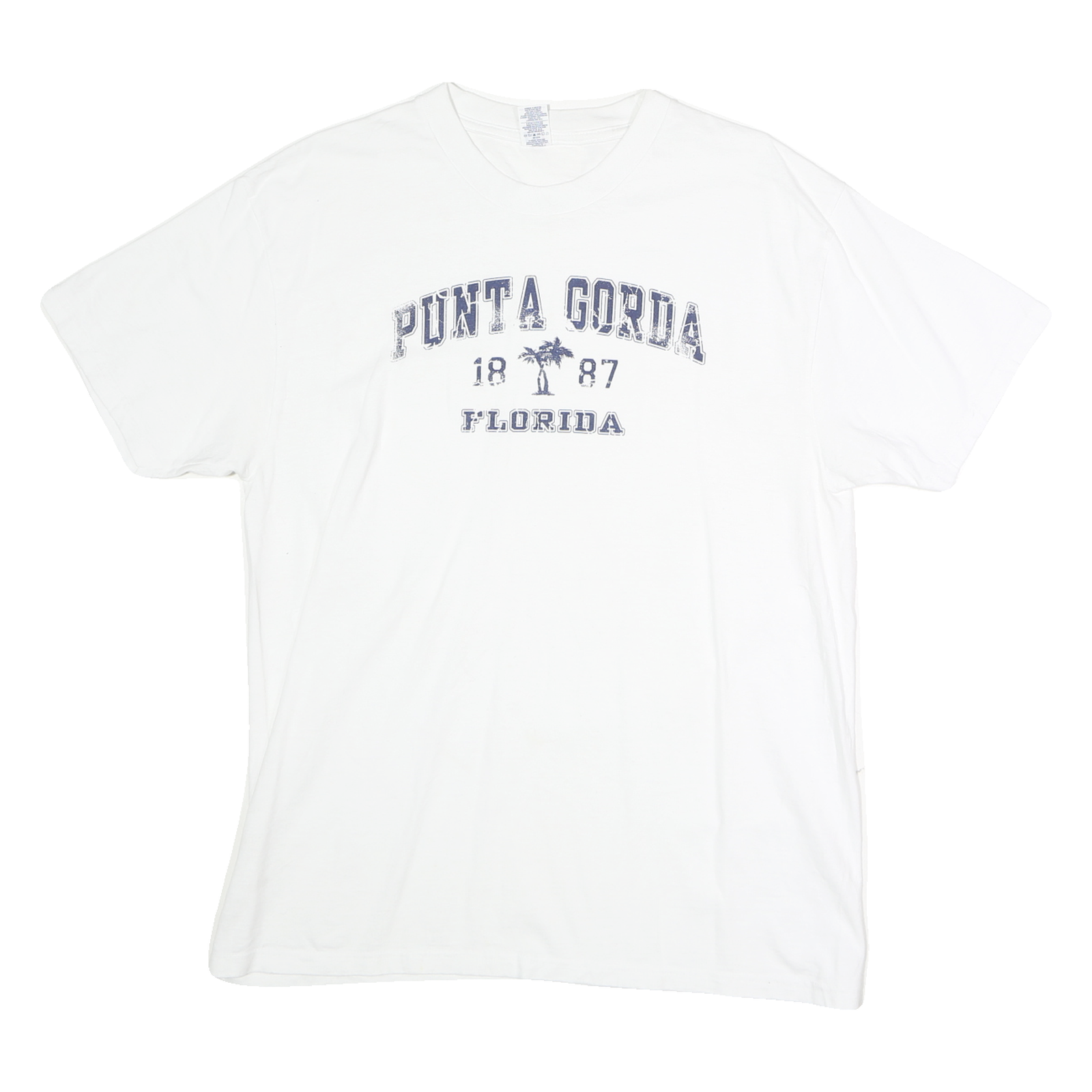 OPTIMA Mens White Punta Gorda Florida Graphic T-Shirt L Short Sleeve Crew Neck Refurbished - N/A refurbished available on Cerqular