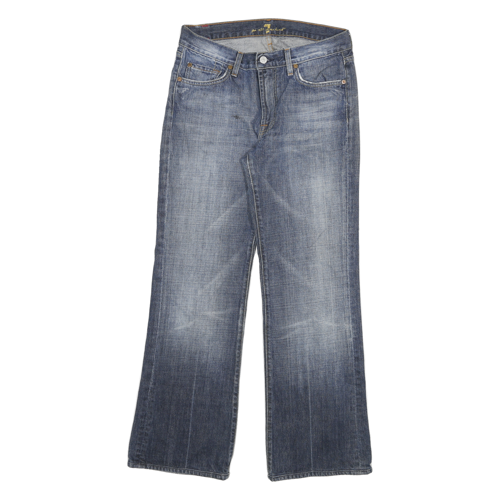Buy 7 FOR ALL MANKIND Womens Regular Fit Blue Denim Flared Cotton Blend W29 L28 Refurbished - $31.19 7 FOR ALL MANKIND Womens Regular Fit Blue Denim Flared Cotton Blend W29 L28 Refurbished - N/A refurbished available on Cerqular