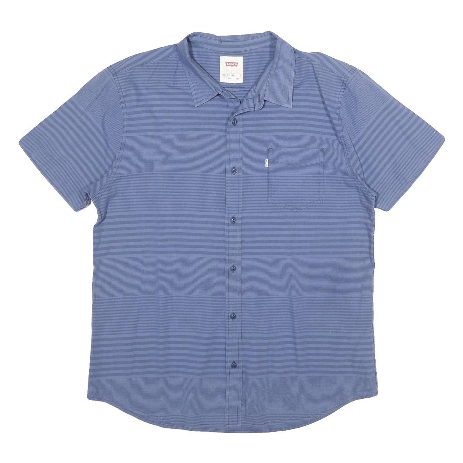 Buy LEVI'S Mens Blue Striped Shirt L Casual Cotton Short Sleeve Button Pocket Refurbished - $35.09 LEVI'S Mens Blue Striped Shirt L Casual Cotton Short Sleeve Button Pocket Refurbished - N/A refurbished available on Cerqular