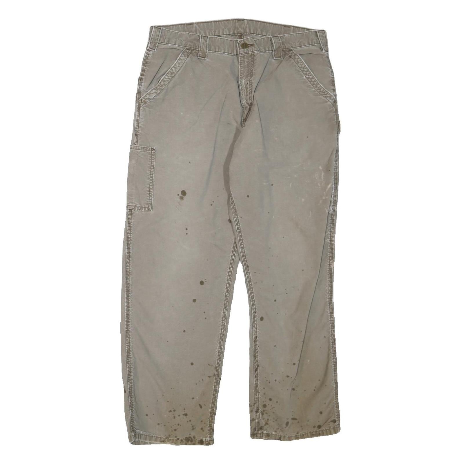 CARHARTT Womens Cotton Blend Beige Regular Fit Straight Leg Trousers W36 L30 Refurbished - N/A refurbished available on Cerqular