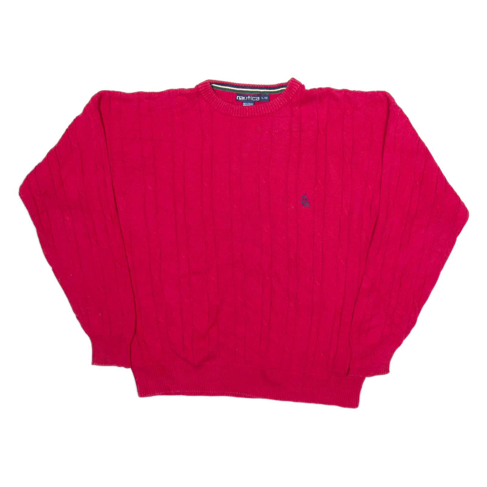 NAUTICA Mens Jumper Red Cable Knit L Refurbished - N/A refurbished available on Cerqular