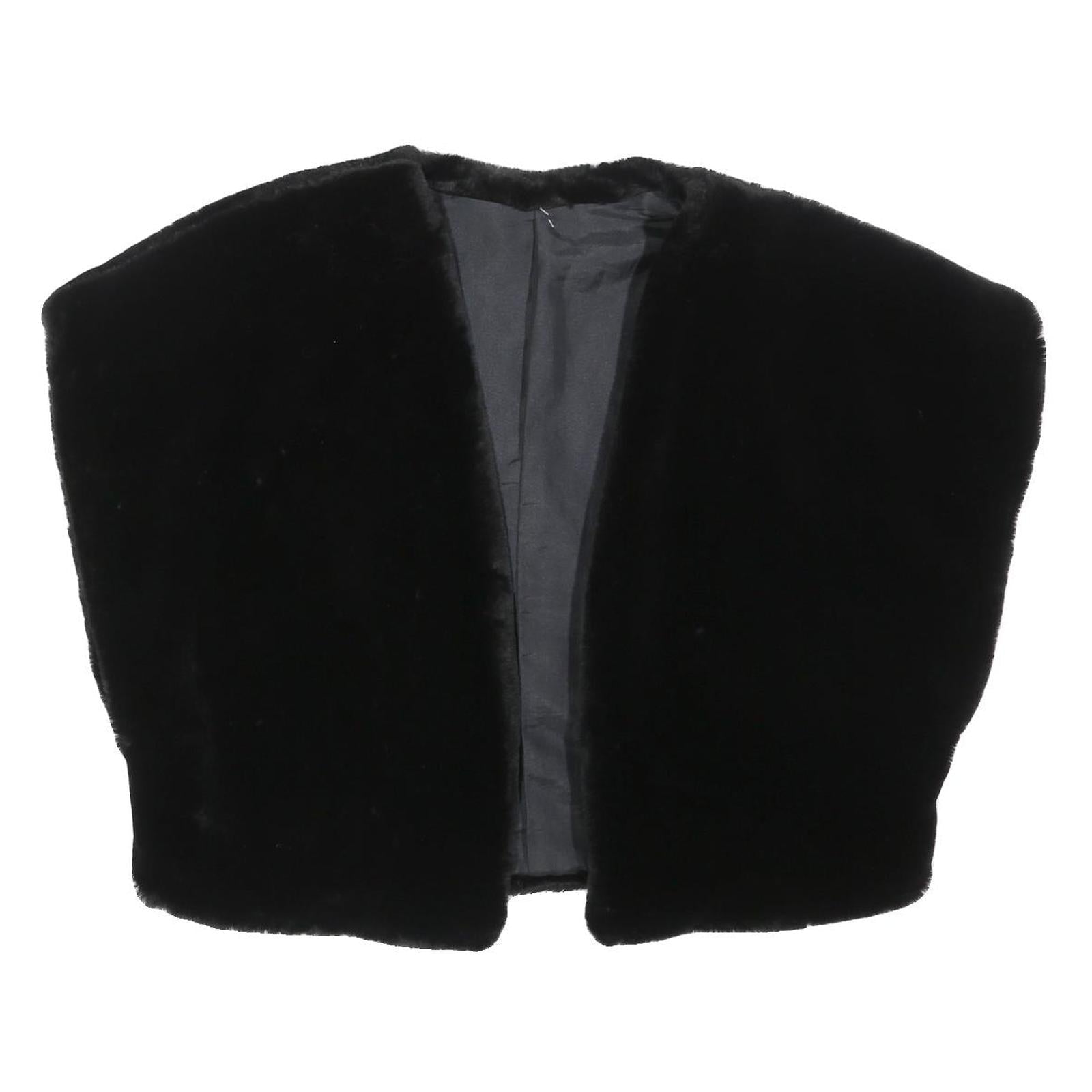 Womens Black Faux Fur Cropped Jacket L Polyester Blend Plush Soft Outerwear Refurbished - N/A refurbished available on Cerqular