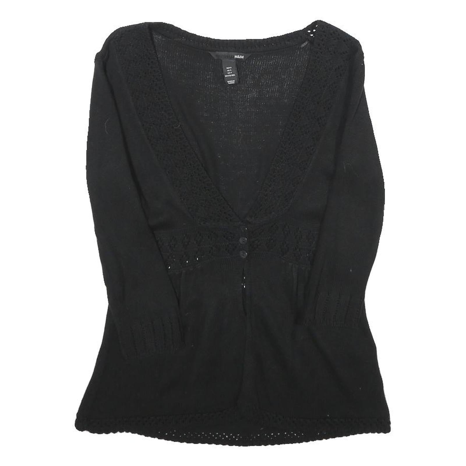 H&M Womens Black Plain Pullover V-Neck Basic Knit Jumper S Lightweight Acrylic Refurbished - N/A refurbished available on Cerqular
