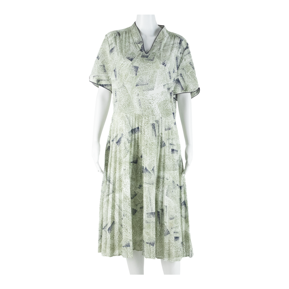 Womens Day Dress Green Spotted Short Sleeve Midi L Refurbished - N/A refurbished available on Cerqular