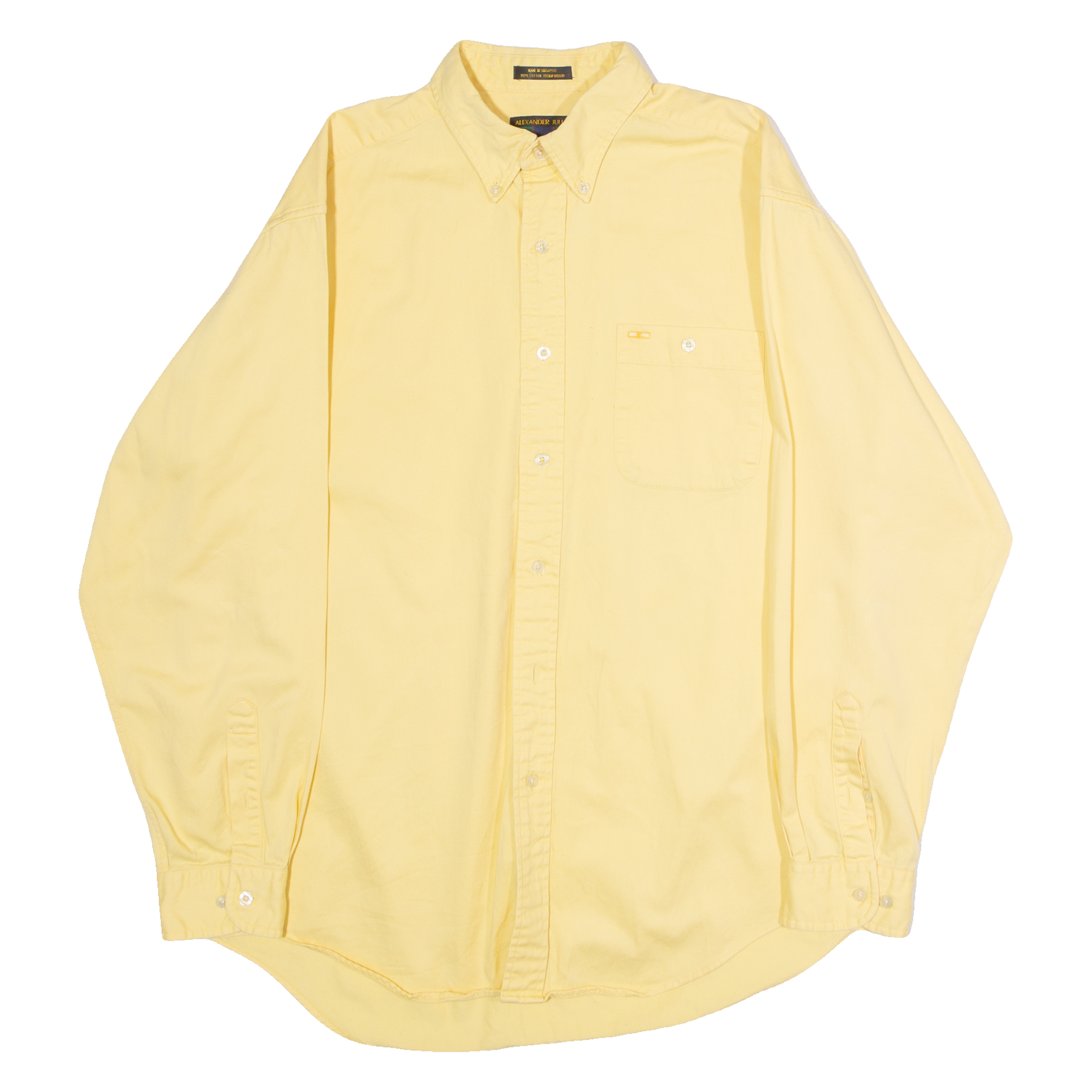 ALEXANDER JULIAN Mens Plain Shirt Yellow 90s Long Sleeve L Refurbished - N/A refurbished available on Cerqular