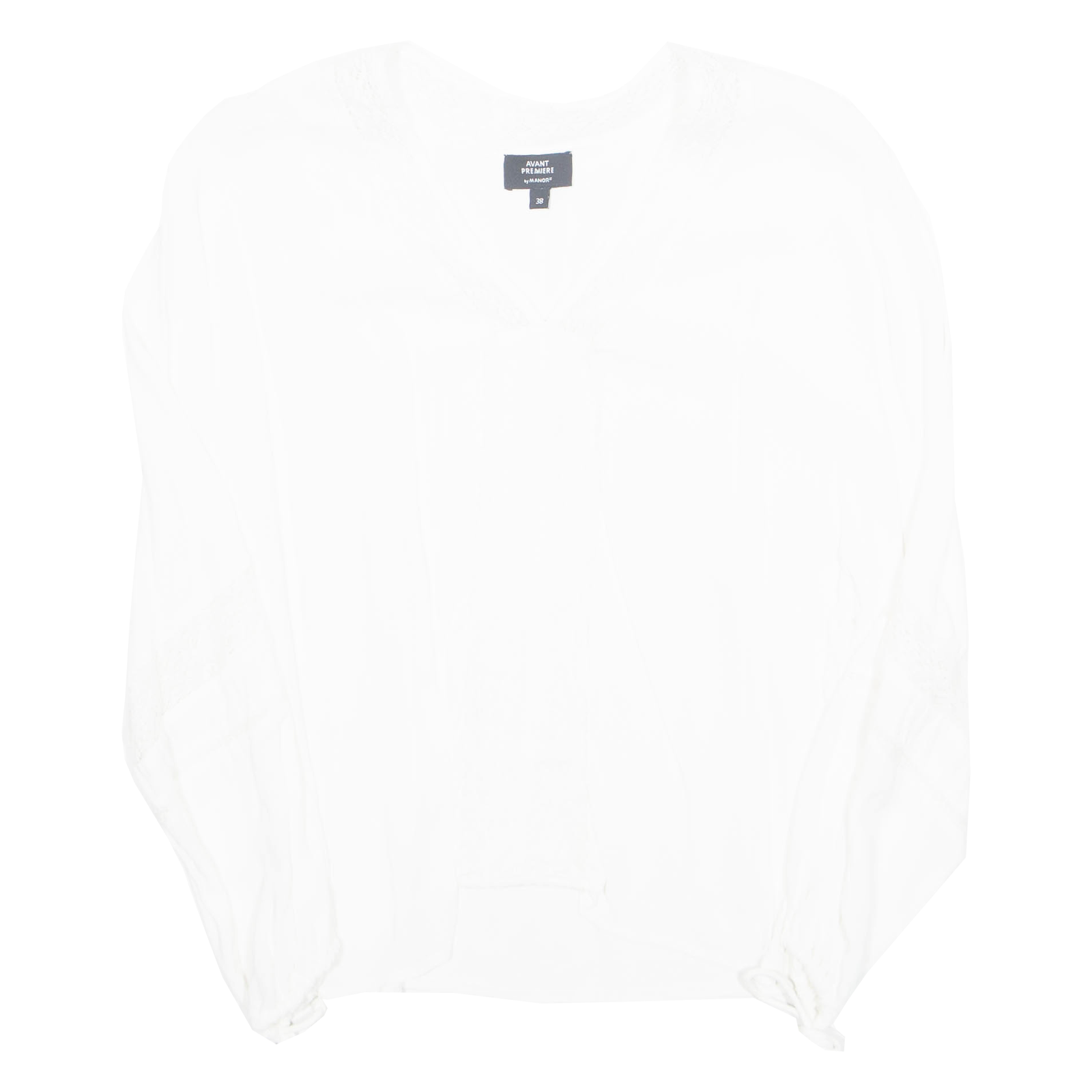 AVANT PREMIERE Womens Ruffle Blouse White V-Neck Long Sleeve M Refurbished - N/A refurbished available on Cerqular