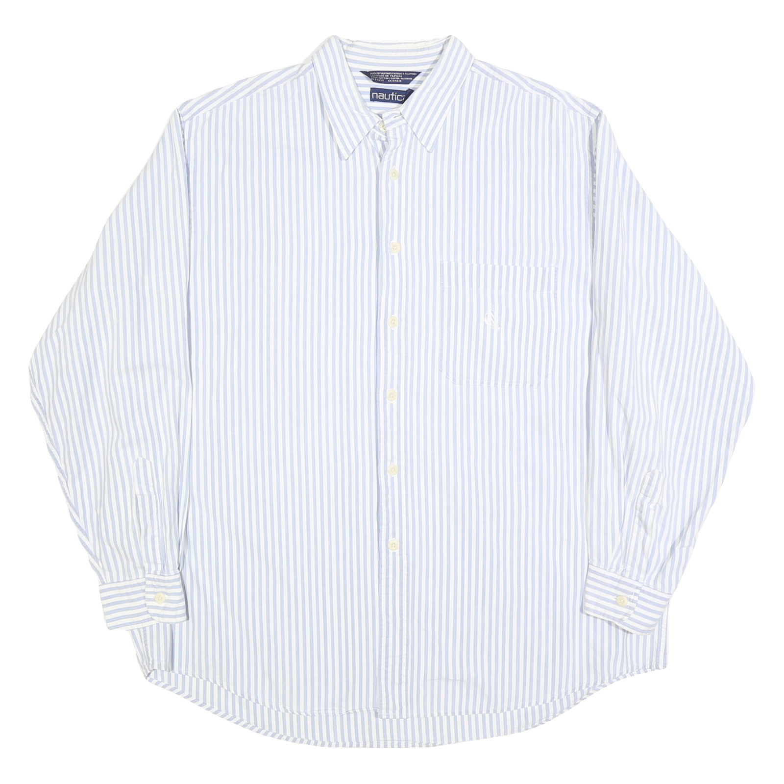 NAUTICA Mens Blue & White Stripe Cotton Blend Shirt XL Long Sleeve Button Collar Refurbished - N/A refurbished available on Cerqular
